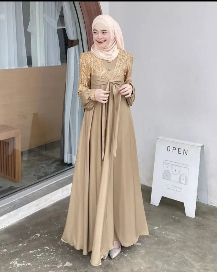 dress warna cream Jual Brilliant Girl Mosleem Long Dress Broakat With Pearl Detail in Cream  By Brilliant Girl Warna CREAM Original 2026