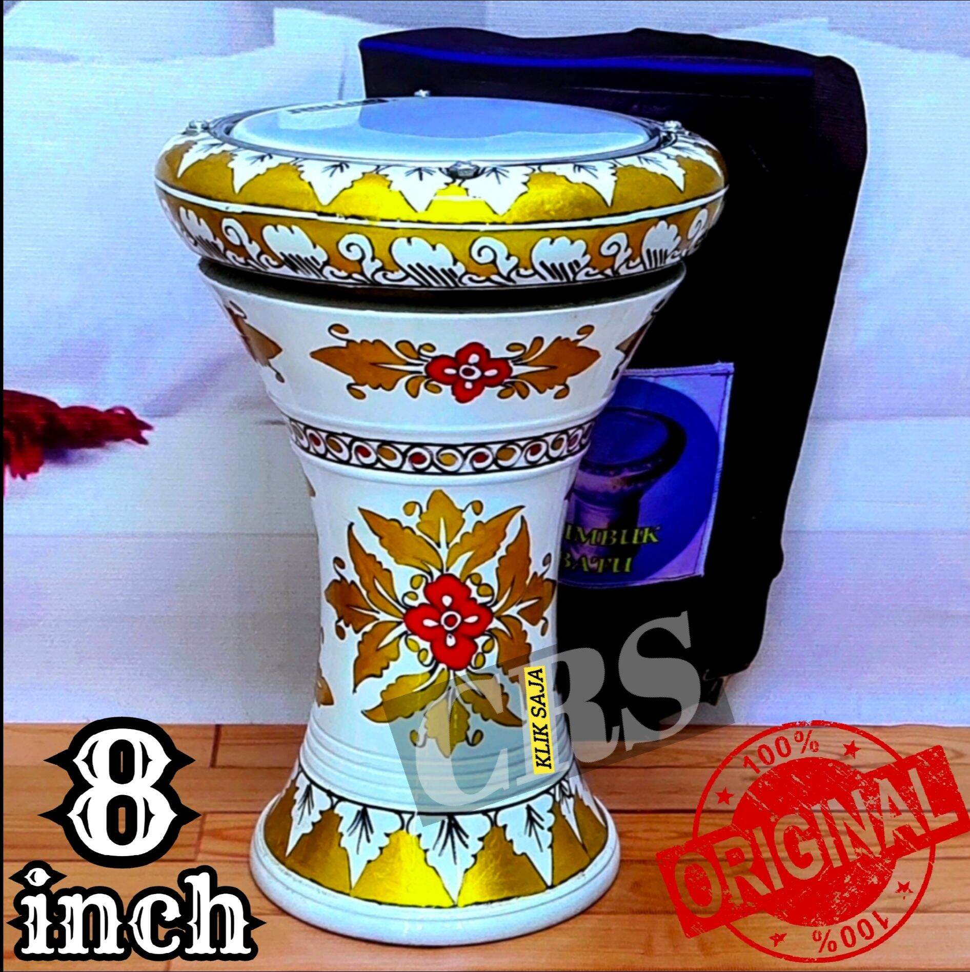 Tumbuk Atau Darbuka Kayu 8 inch Putih Gold Rolling Putih Lazada Indonesia