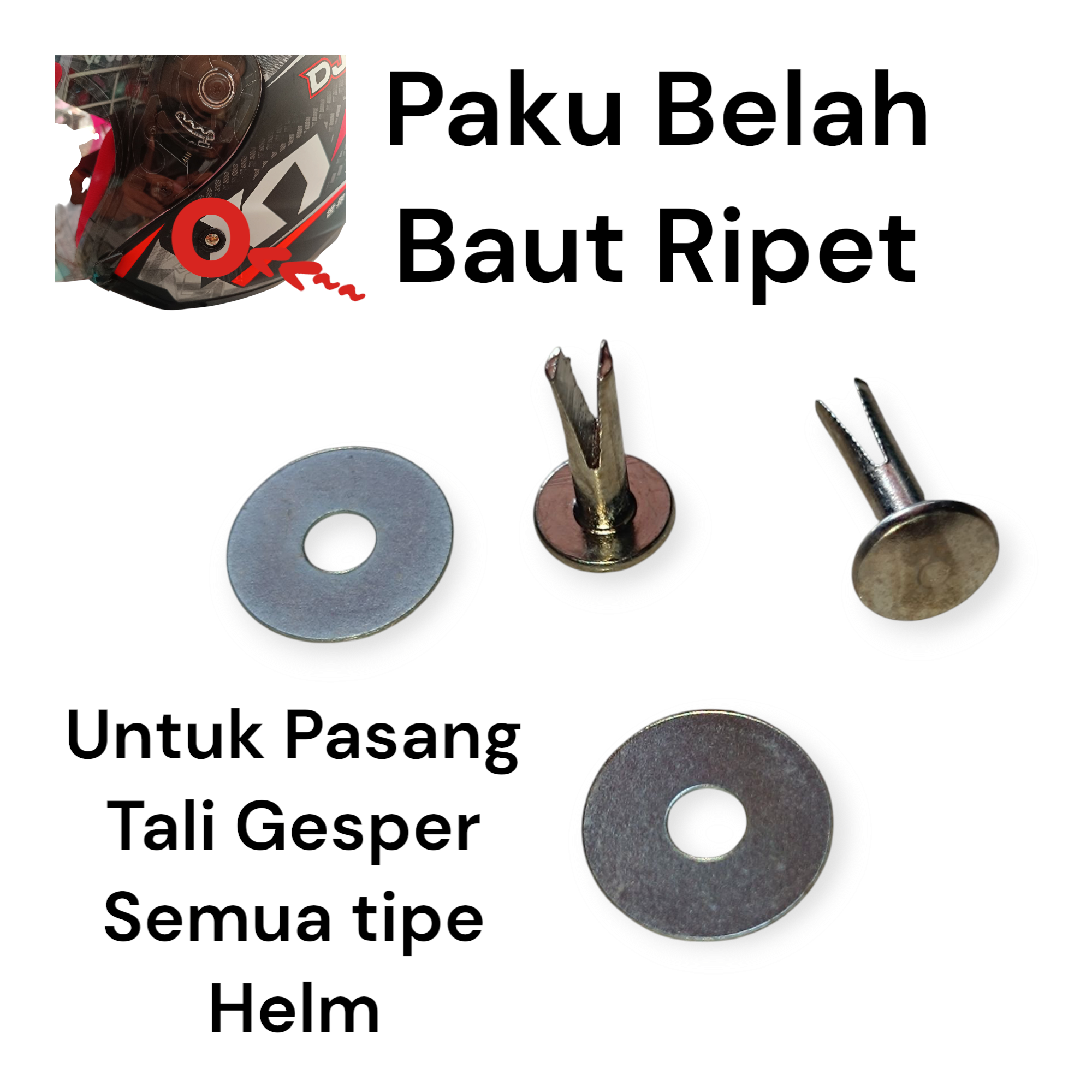 Paku Ripet Paku Belah Baut Tali Gesper helm universal Giá 2,500 Đồng*Miễn phí vận chuyển