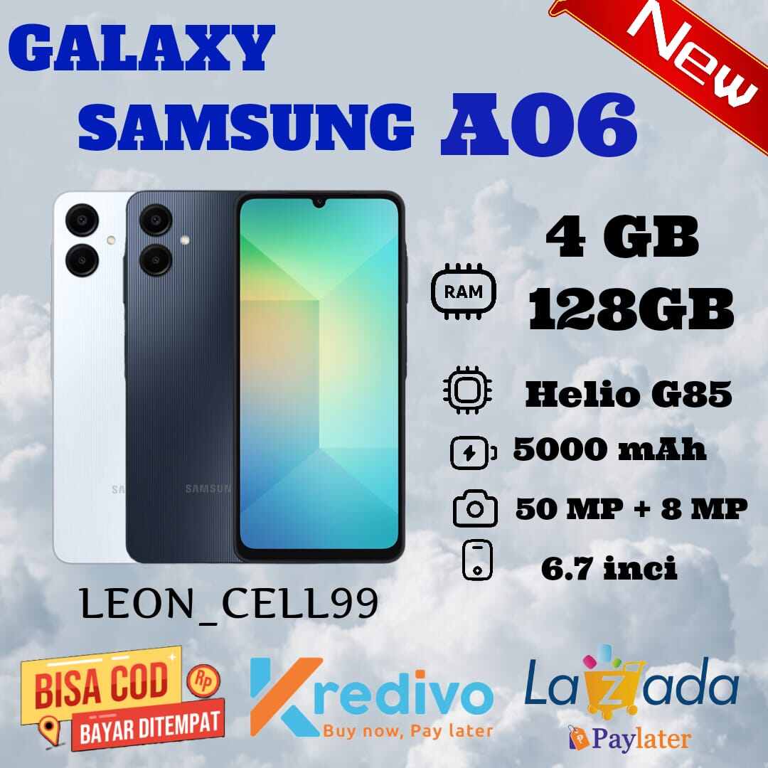 Samsung Galaxy A06 8+128 Gb (Ram 4+4 Gb) Helio G85 Official Warranty Harga 1,295,000 rupiah*Gratis Ongkir