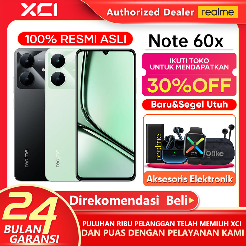 Realme Note 60x 4/64GB 4/128GB - Garansi Resmi, Realme Terbaru 2025, HP Murah Original Asli Giá 1,299,000 Đồng*Miễn phí vận chuyển