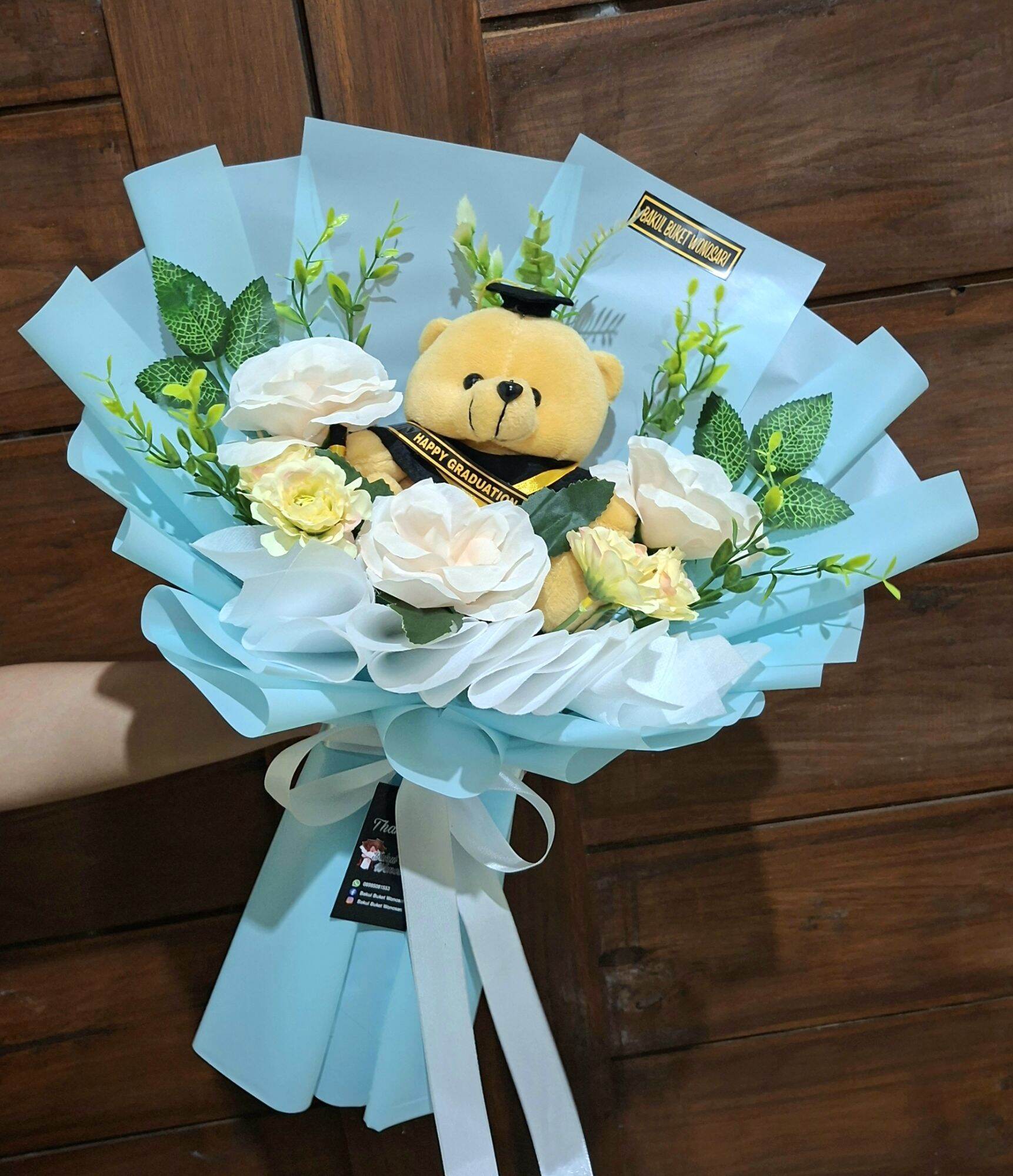 Buket Wisuda Boneka Biru Blue
