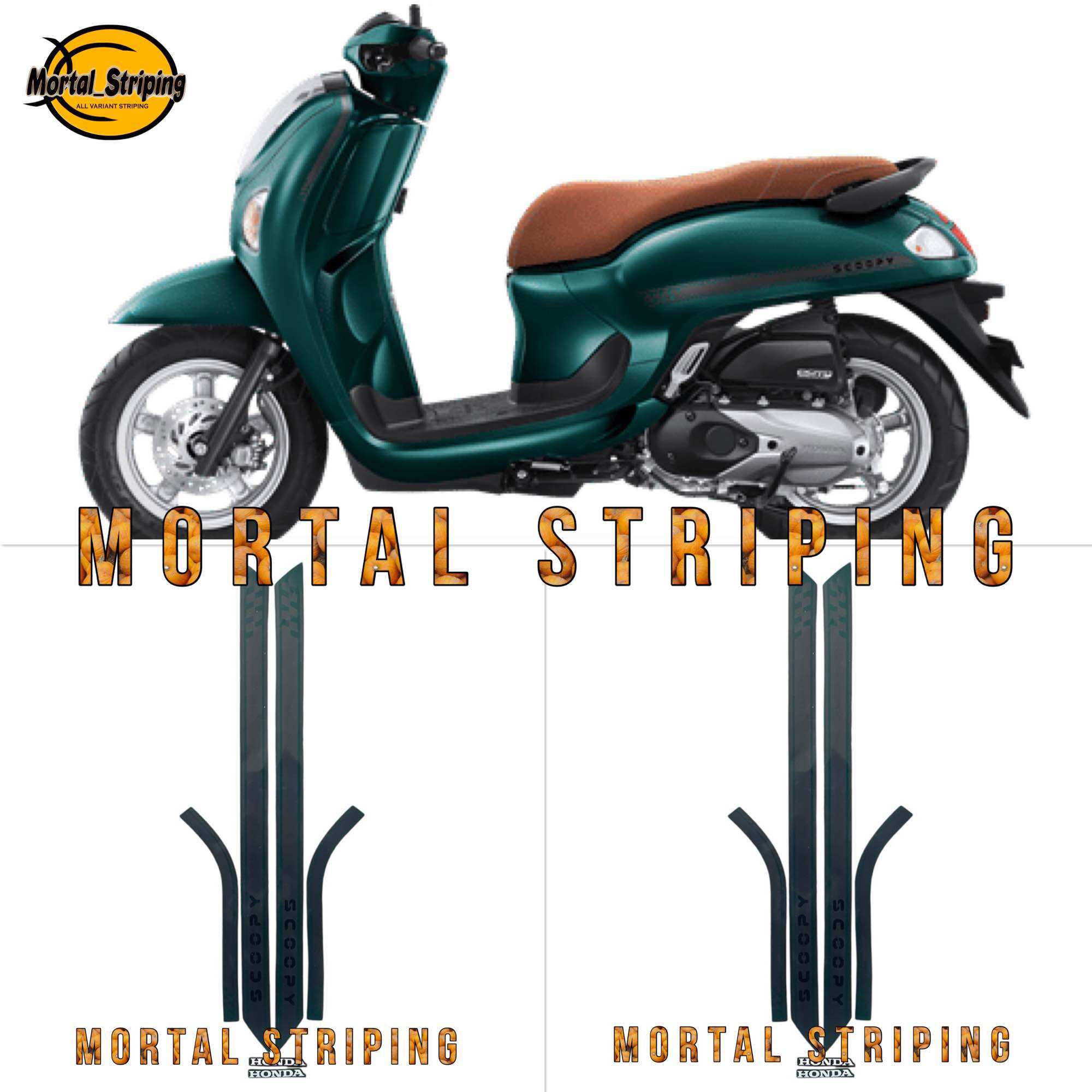 STIKER STRIPING LIS LES BODY HONDA SCOOPY STYLISH 2025 2026 HIJAU Harga 23,000 rupiah*Gratis Ongkir