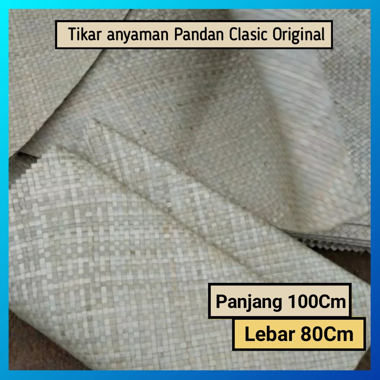 Tikar Anyaman Pandan Karpet Ukuran Elo 100×80cm Samak Traveling Lesehan Ruang Tamu Gaya Clasic Tradisional