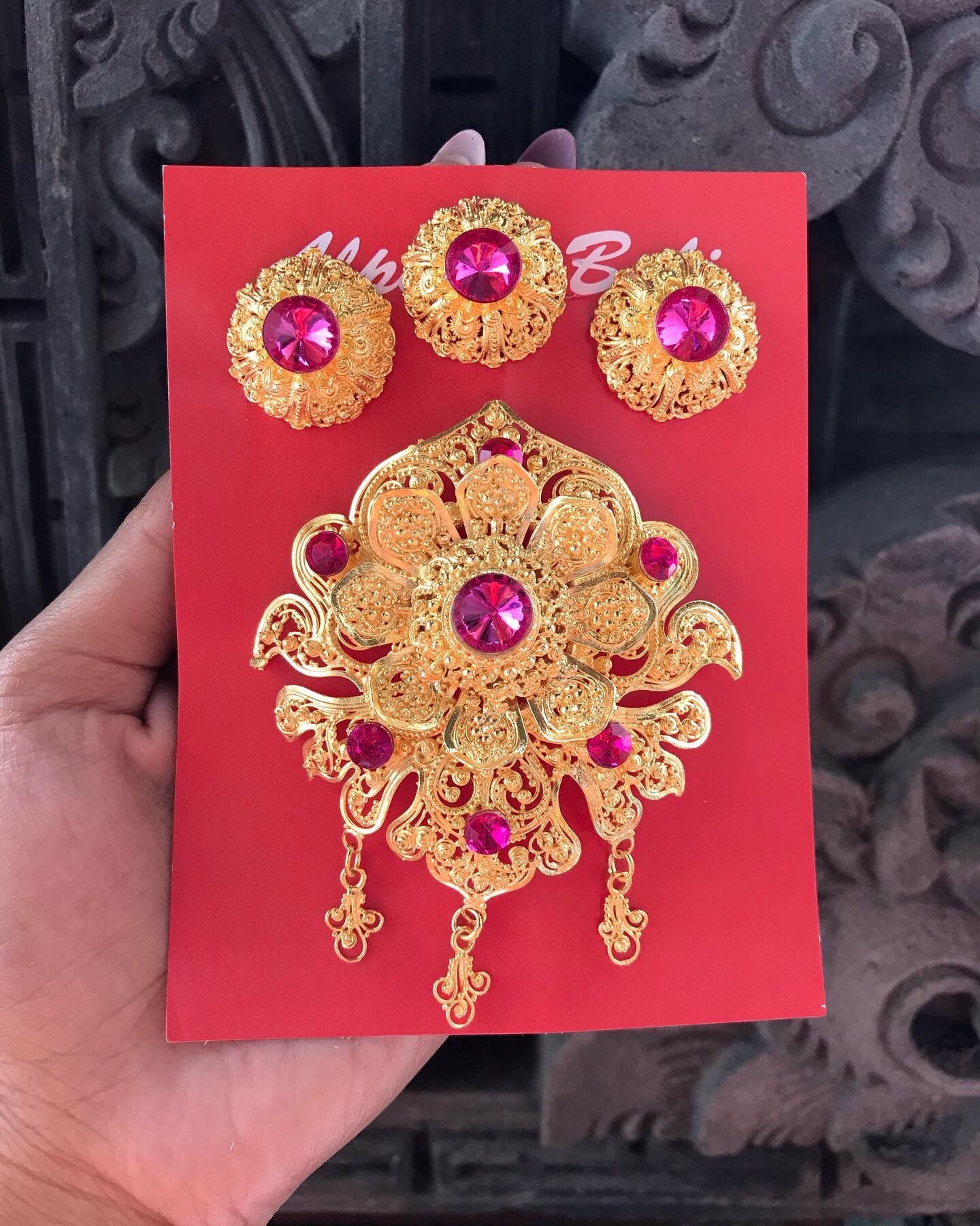 Set Bros Kebaya Alpaka Bali ( Giwang Belakang Tusuk Skrup Biasa / Bukan Cerorot Bali $