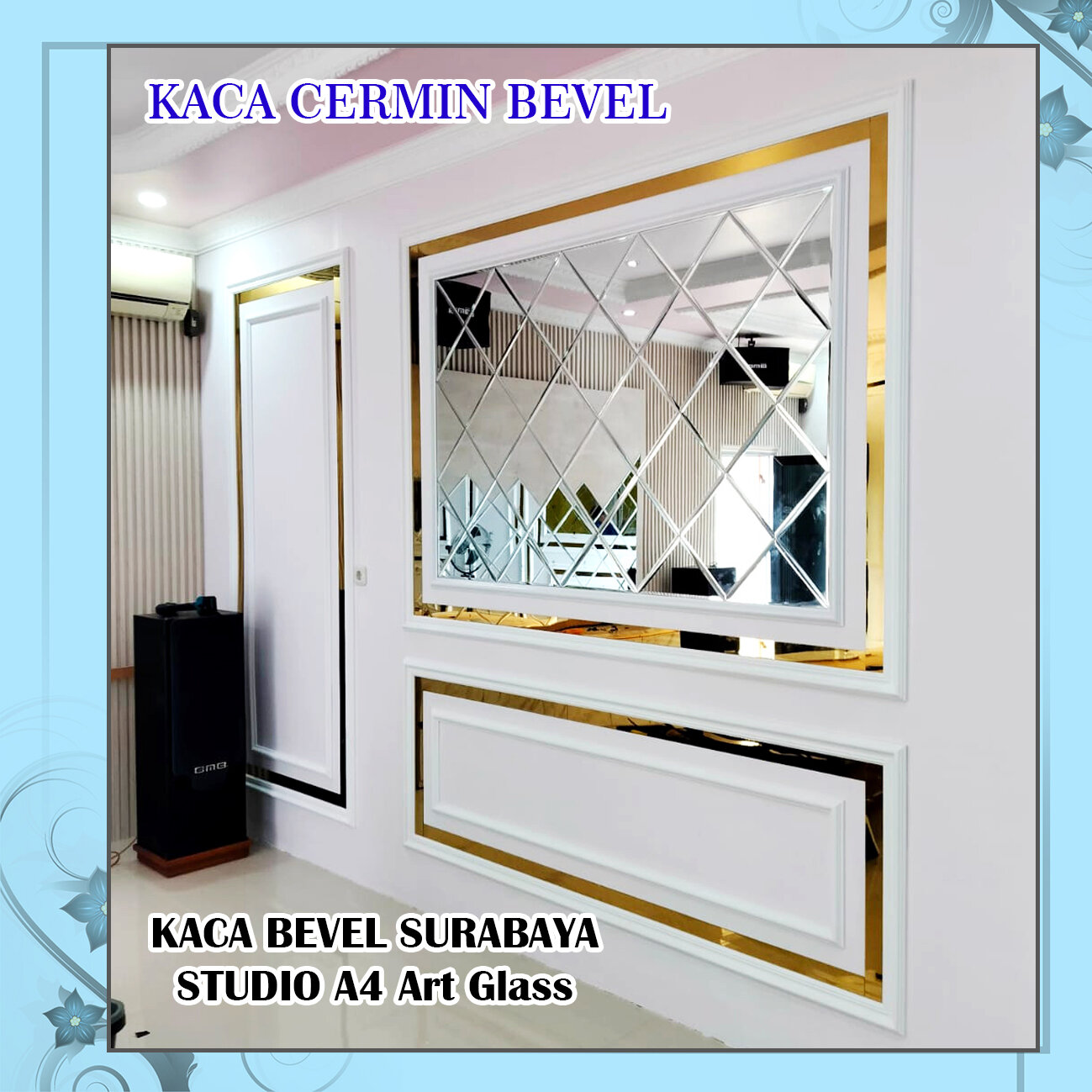 875 x 106 cm KACA CERMIN BEVEL CUSTOM kaca cermin bevel asli kaca tempel kaca cermin estetik