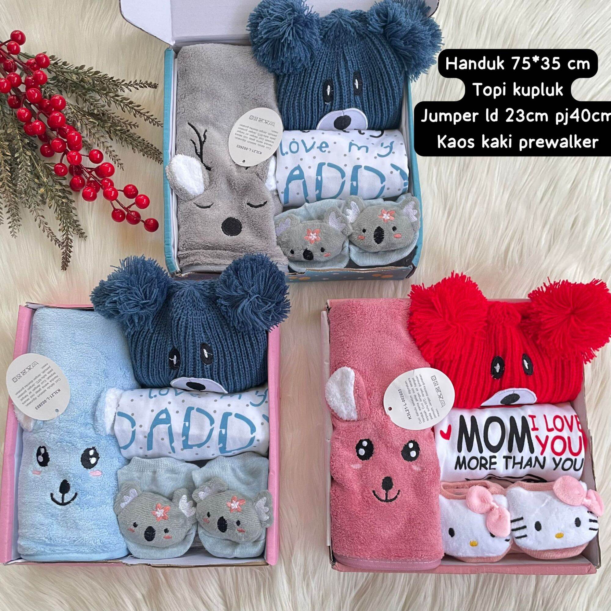 Hampers Handuk Bayi, Kado NEW Born, Baju Handuk Topi Kaos Kaki Bayi / Kado Bayi / hadiah box Baby