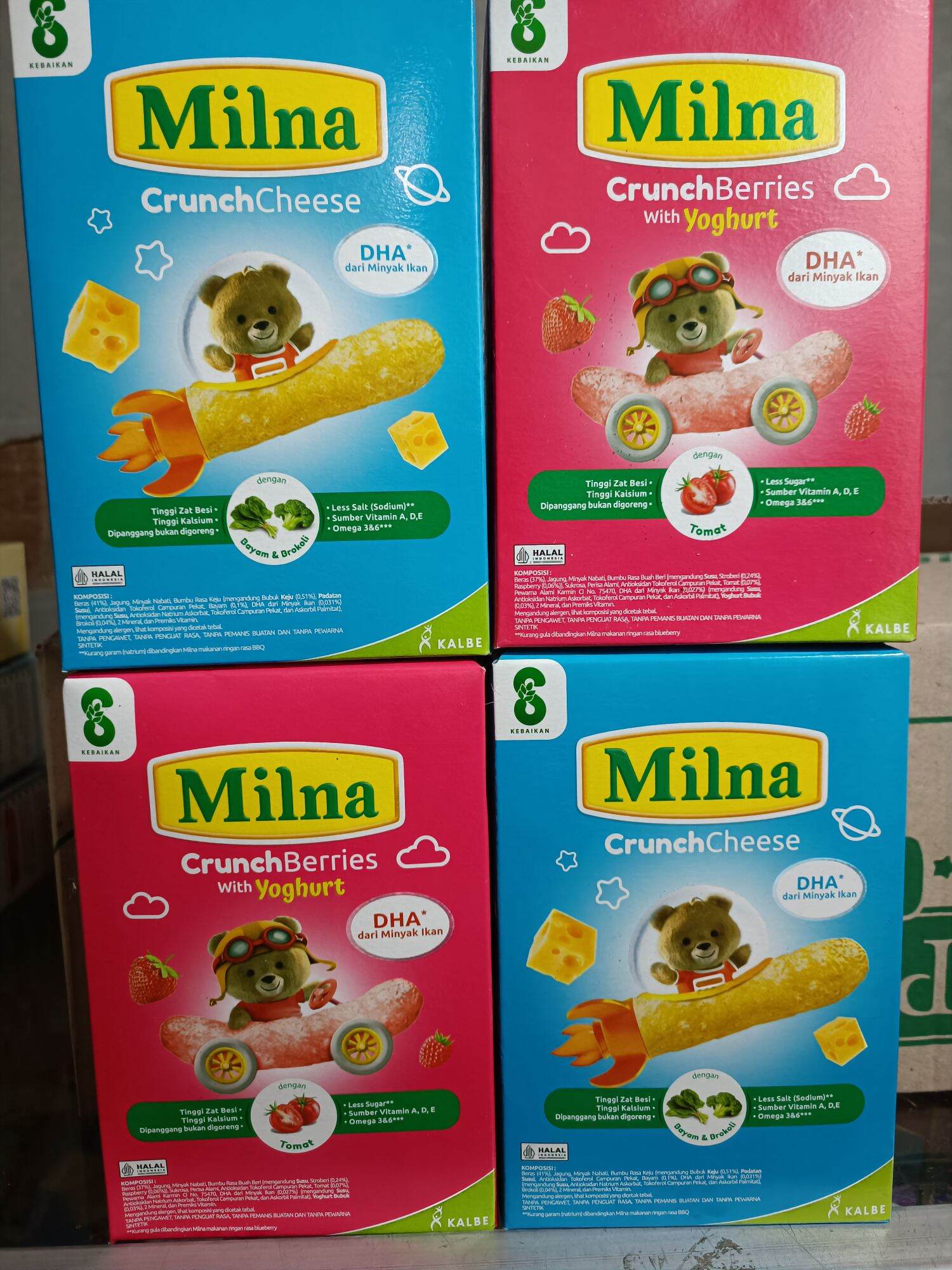 Milna Crunch Cheese Ukuran 20gr Dengan Bayam & Brokoli/Berries with yogurt Usia 8Bulan keatas