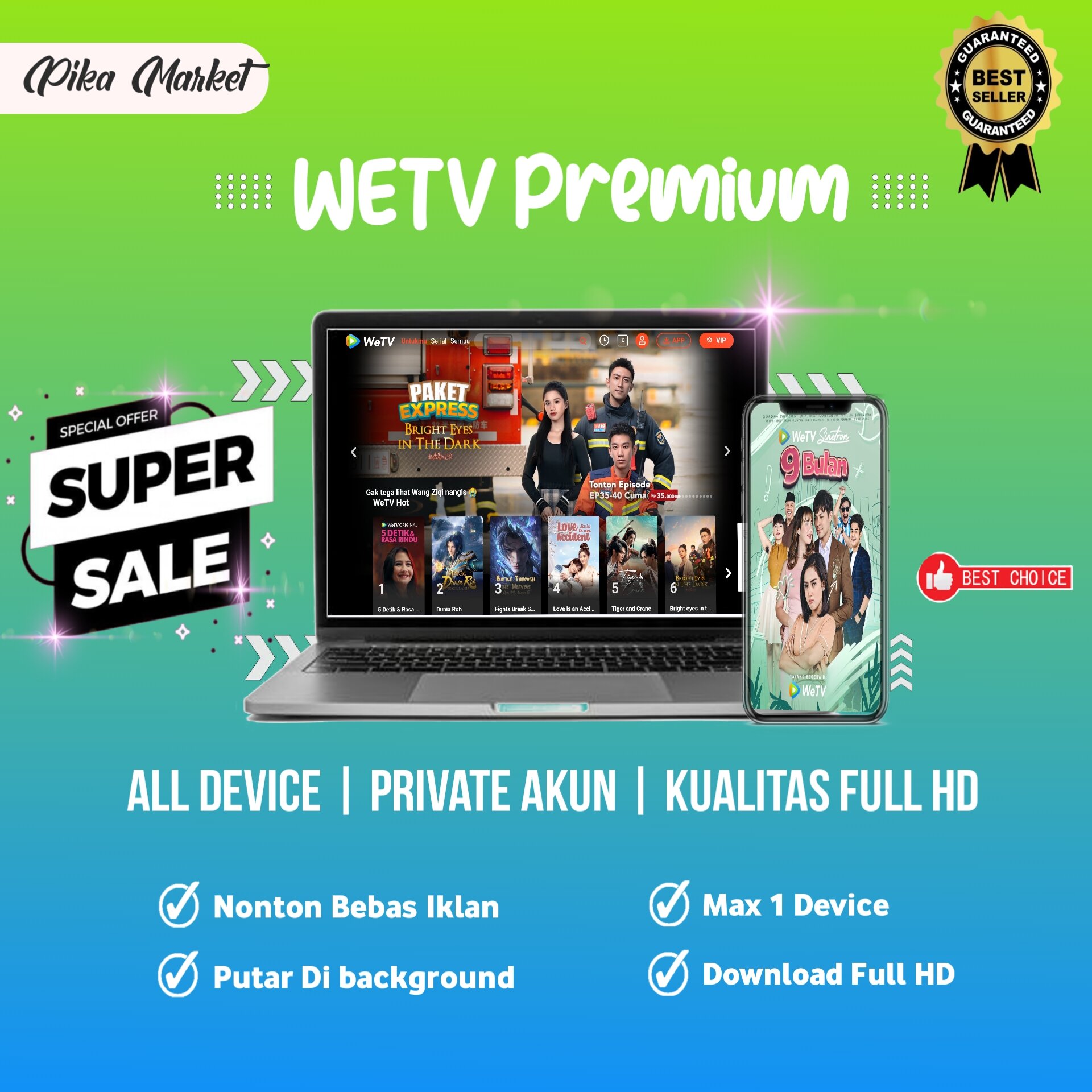 wetv premium 1bulan private all device akun wetv vip bergaransi Harga 43,000 rupiah*Gratis Ongkir