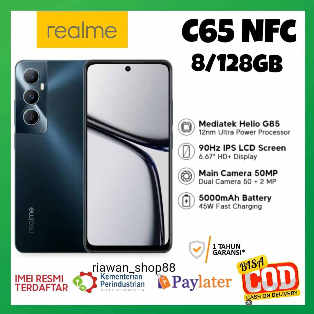 REALME C65 NFC TERBARU RAM 8GB/128 GB GARANSI RESMI ,DAN TERDAFTAR DIKEMENTRIAN Harga  1,165,000 Ringgit*Penghantaran Percuma