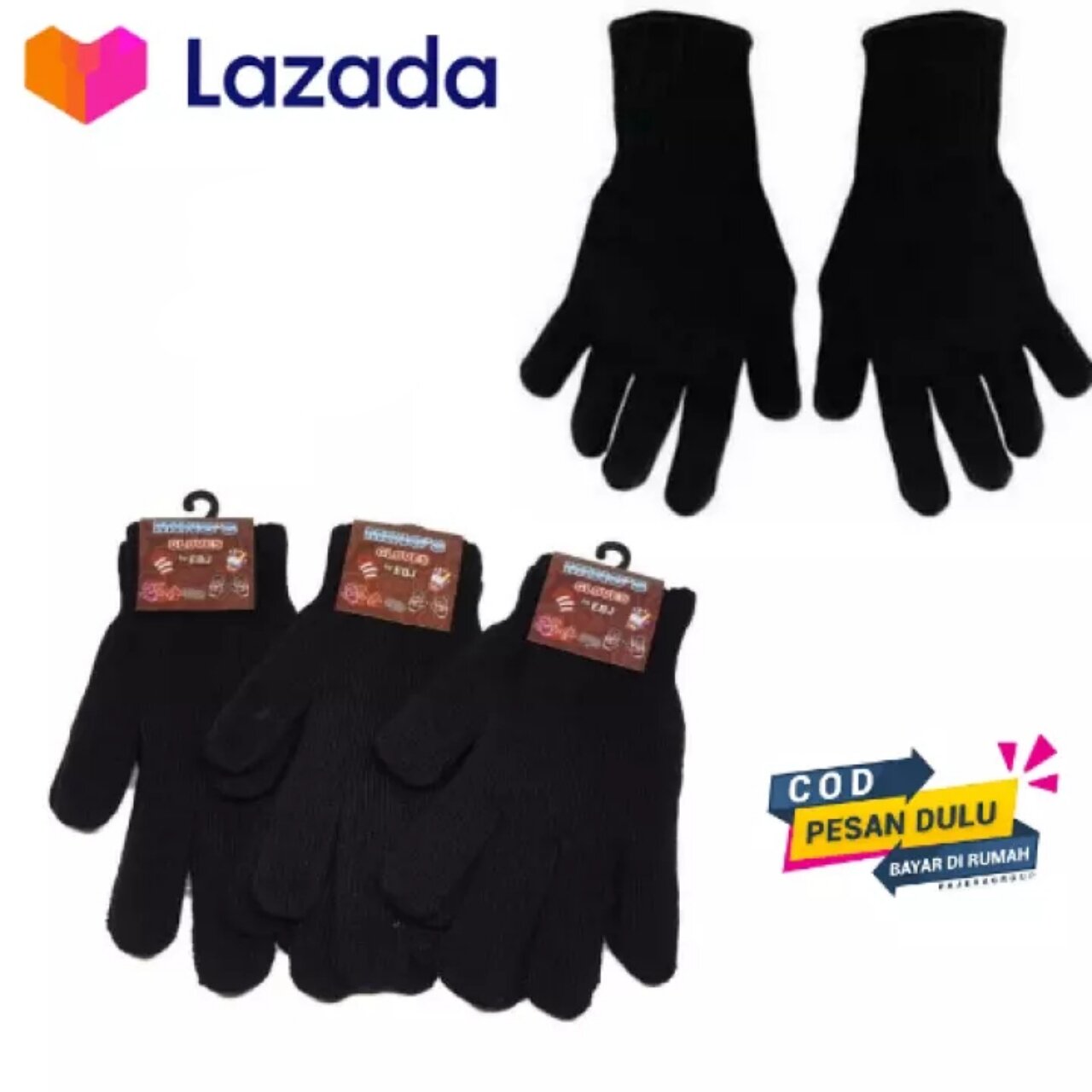 Termurah Sarung Tangan Hitam Rajut Harga 7,250 rupiah*Gratis Ongkir