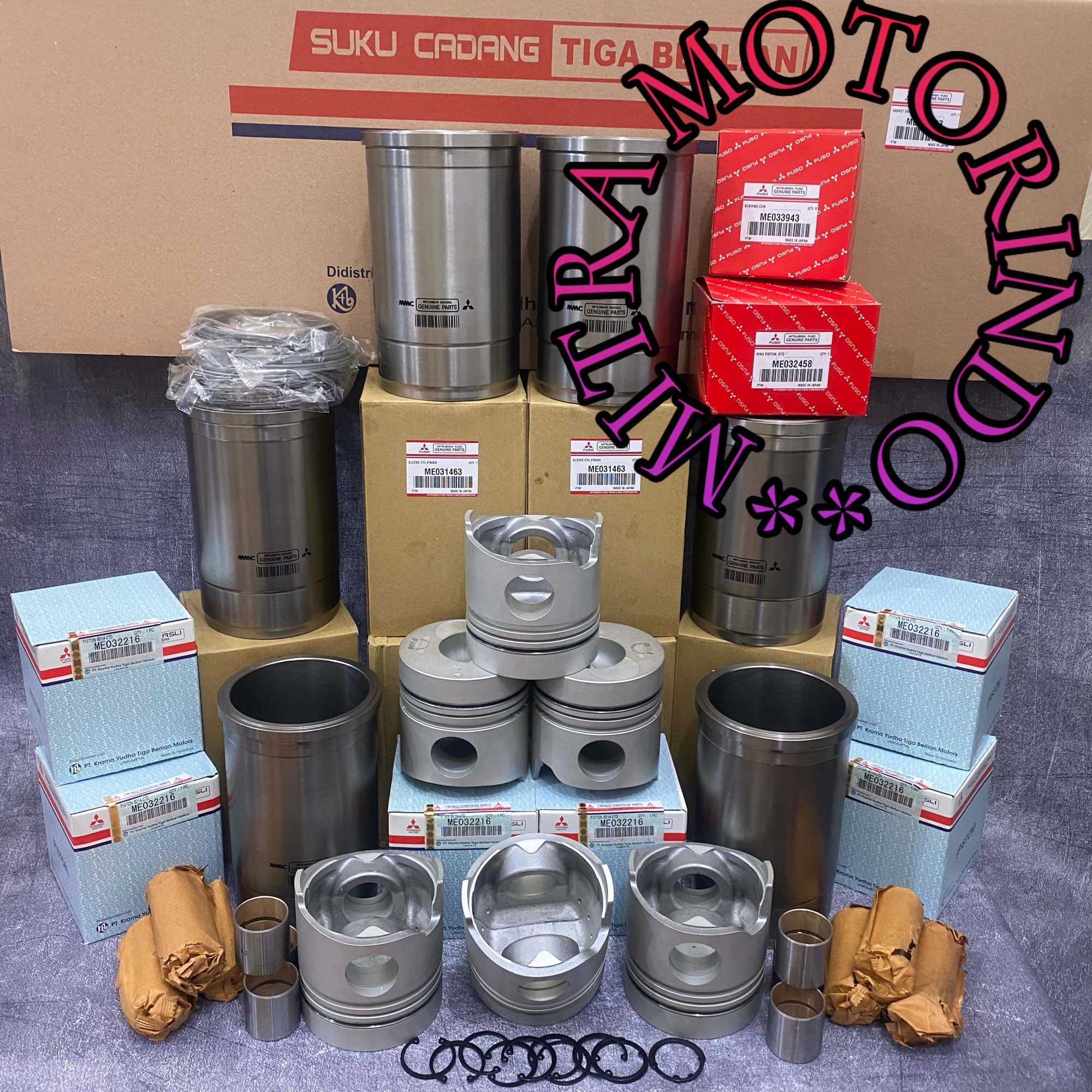 Liner Kit/Paket Komplit Paking Set + Liner+Piston+Ring+Bushing Con Rod Mitsubishi Engine 6D14 Type A Harga 8,762,000 Ringgit*Penghantaran Percuma