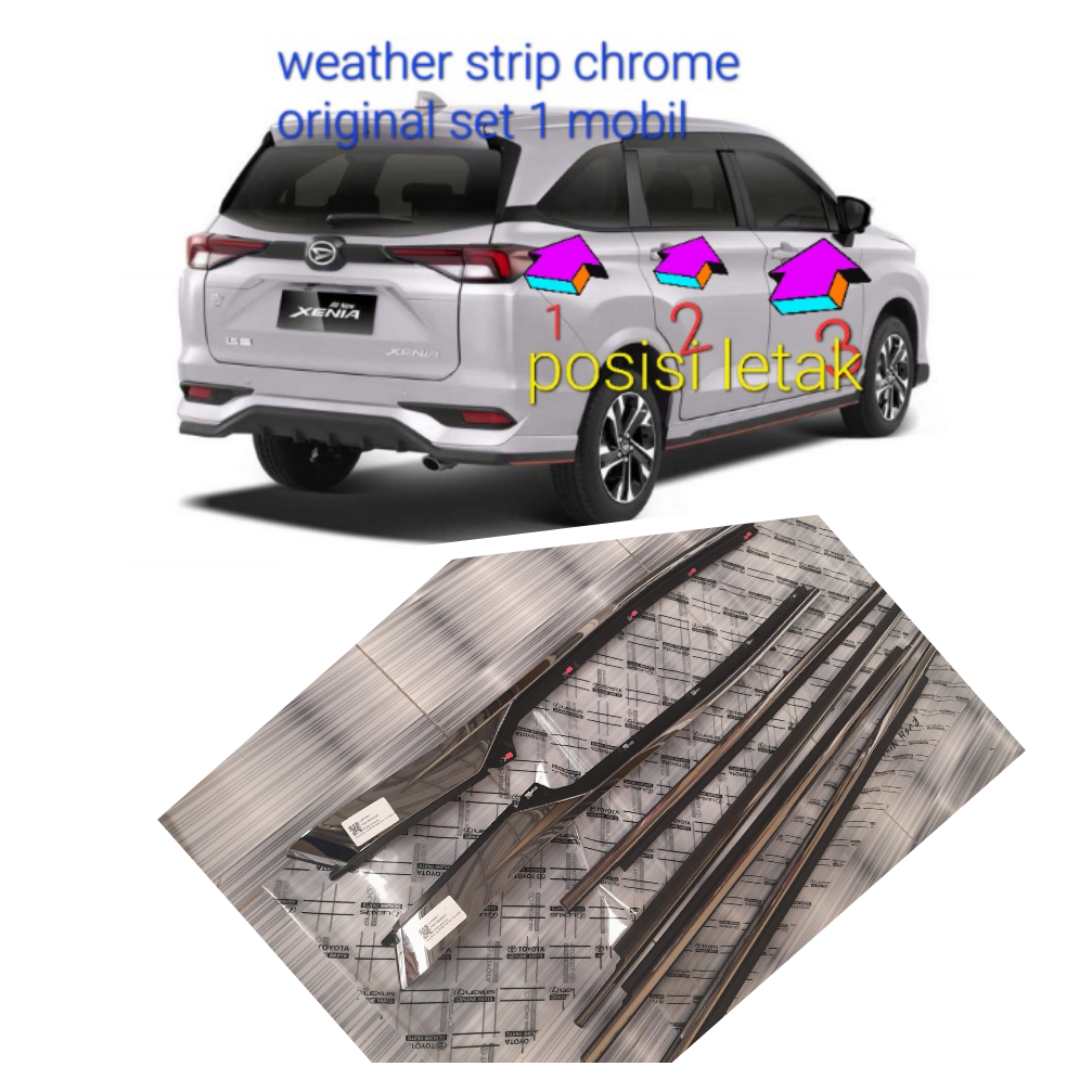 WEATHER STRIP KARET PILIPIT PINTU LUAR AVANZA XENIA 2022 chrome original Harga 850,000 rupiah*Gratis Ongkir