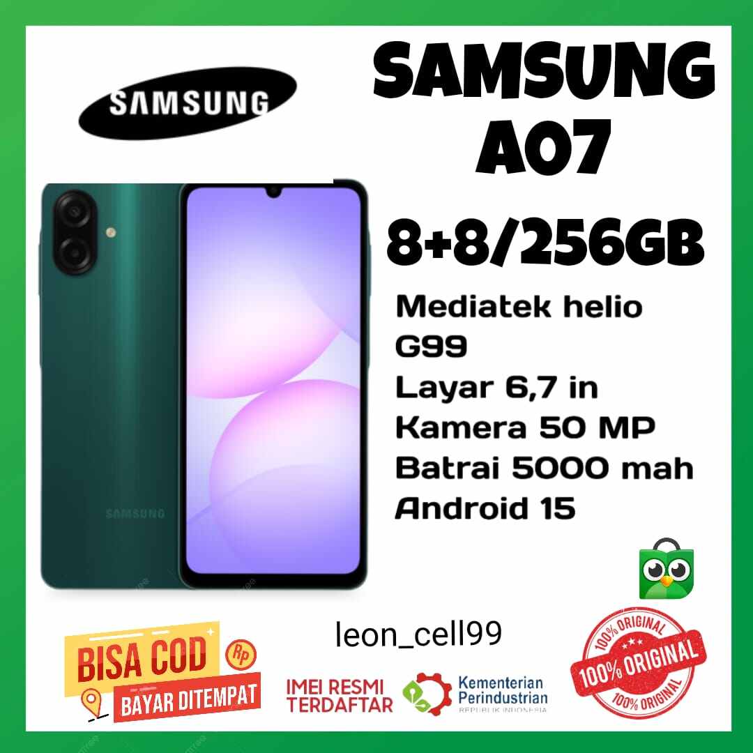 Samsung A07 8 + 8/ 256 GB Helio G99 50MP camera free travel adapter official warranty Samsung 1 year (IMEI listed) Giá 1,325,000 Đồng*Miễn phí vận chuyển