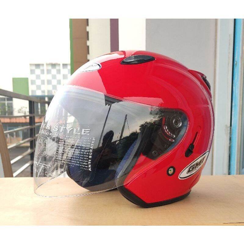 Helm Motor Half Face Premium Double Visor Original Gmt Dewasa Pria Wanita Cewek Cowok Lazada