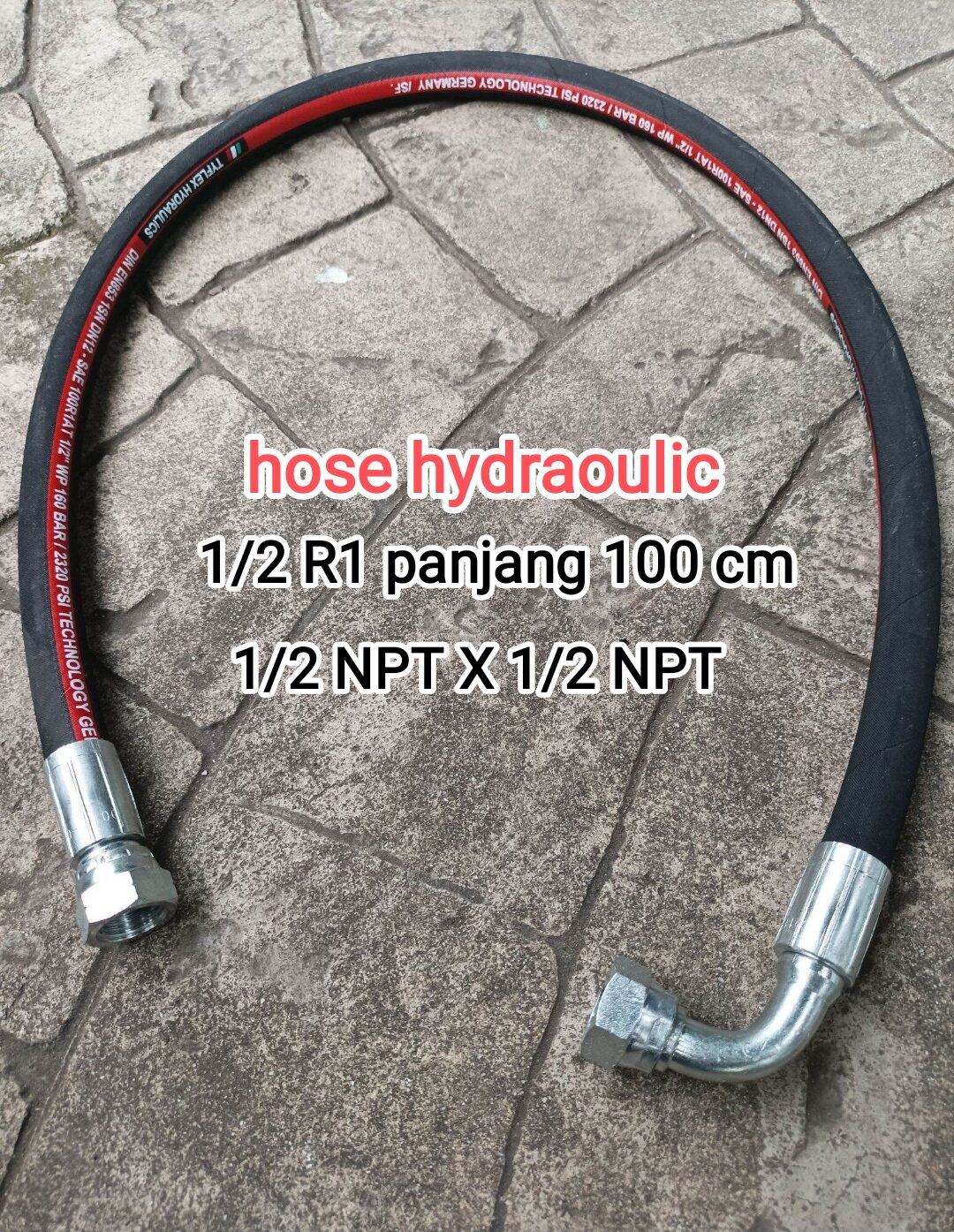 Selang Hidrolik Hose Hydraulic 1/2 R1 Kawat 100 Cm 1/2 NPT X 1/2 NPT ...