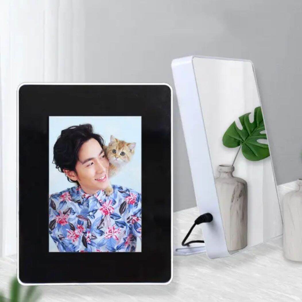 SEHARI JADI jam Cermin mirror kaca magic ajaib frame foto lampu LED hadiah kado gift hampers custom ultah anniversary wisuda wedding kado valentine natal cewek cowok unik mewah aesthetic bentuk bulat love bunga flower