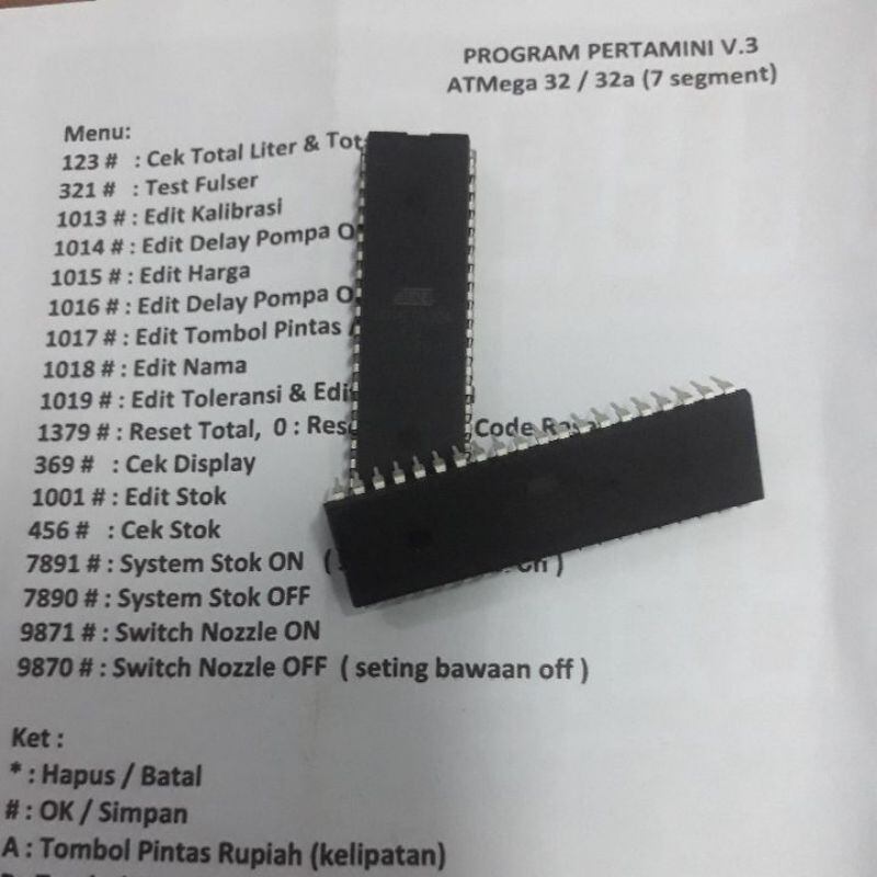 ic pertamini atmega32A ic pom mini Harga  95,000 rupiah*Gratis Ongkir