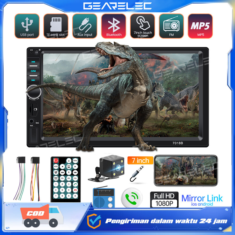 GEARELEC 7 inch MP5 2DIN Car Radio Mobil Head Unit bisa Mirror Link HD Ganda Pemutar Video Multimedia headunit with Bluetooth Port USB AUX TF Harga 350,000 rupiah*Gratis Ongkir