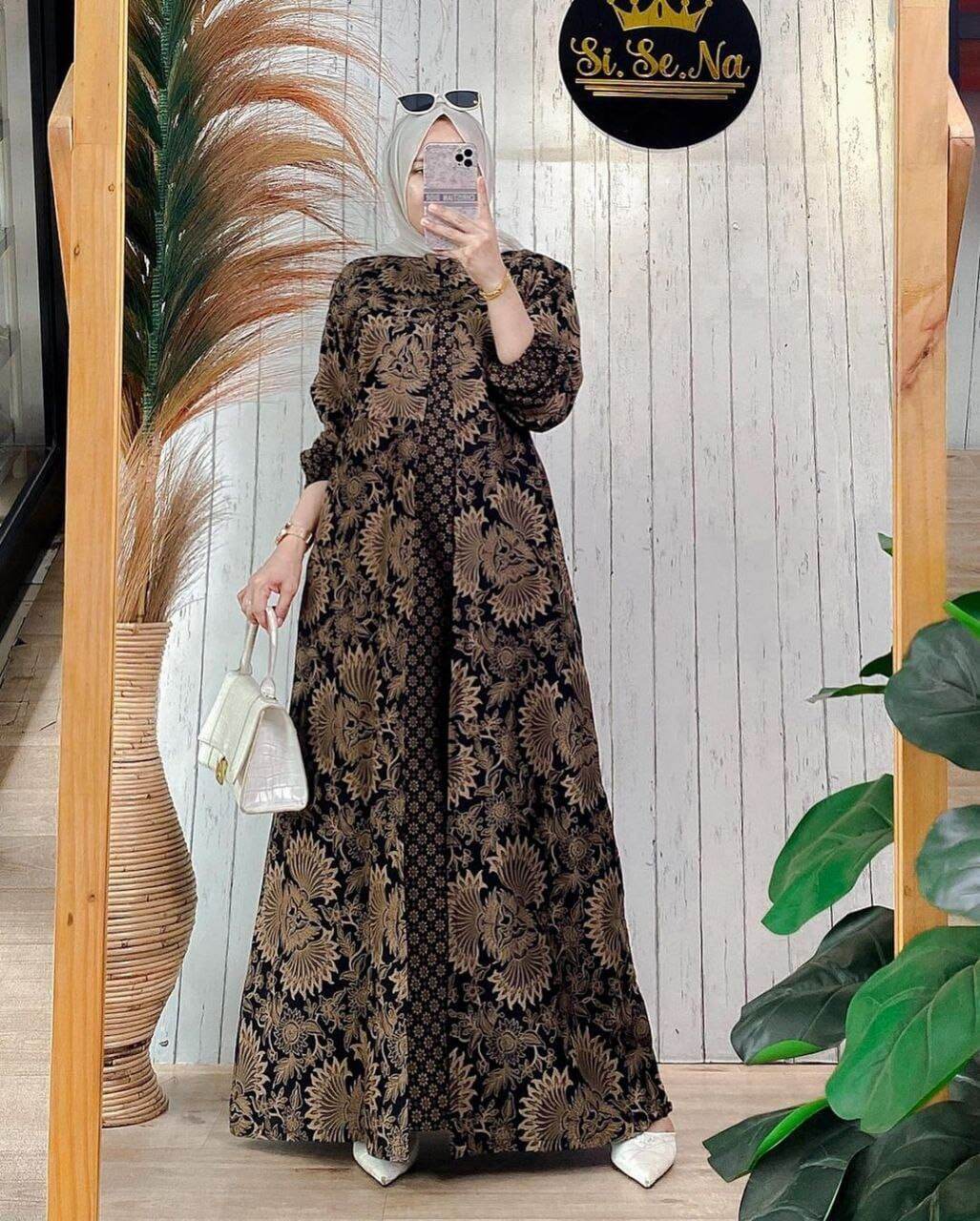 Gamis Cardi Wanita Batik Modern Dress Batik Kekinian Baju Muslim Wanita