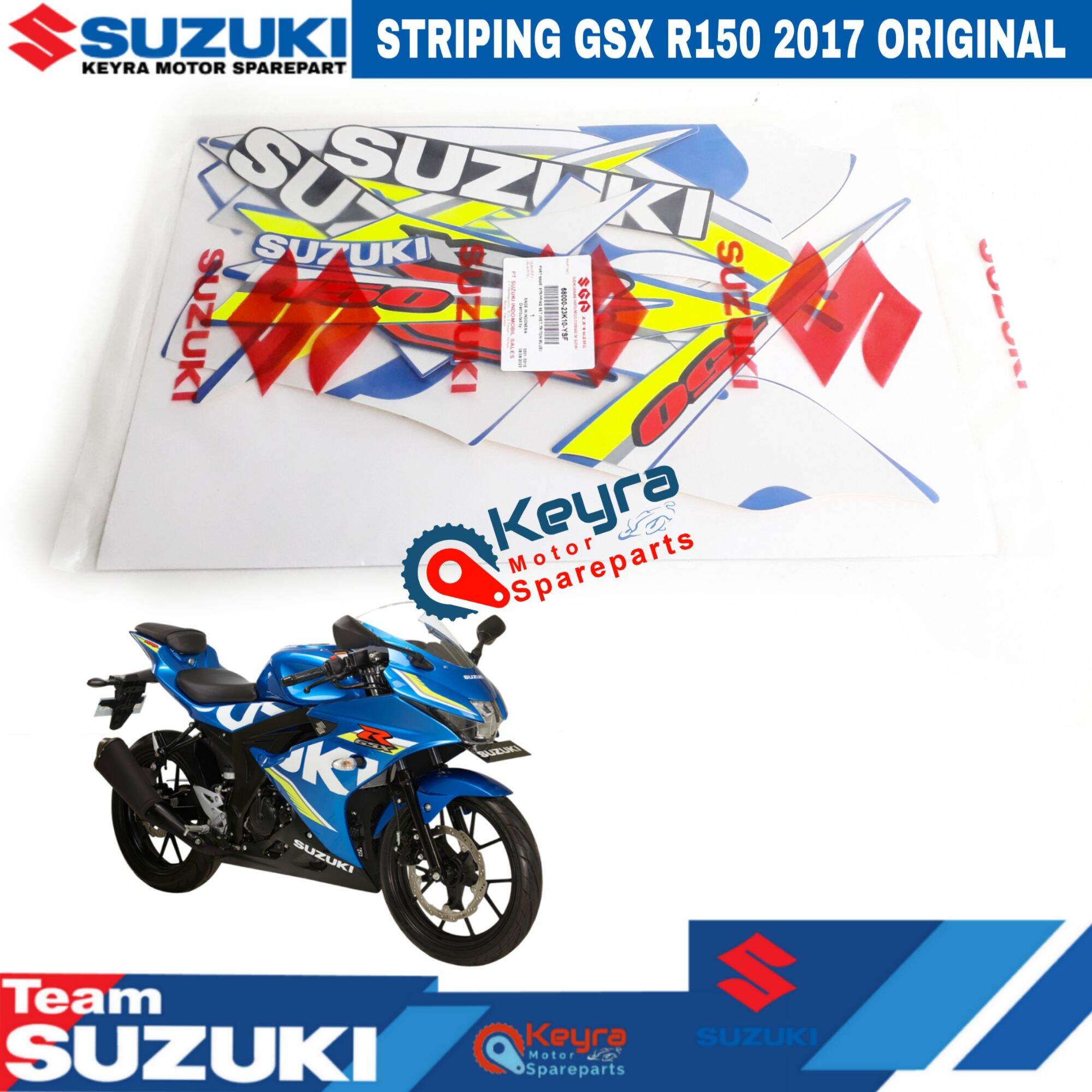 STRIPING STIKER LOGO EMBLEM GSX R150 BIRU 2017 ASLI ORIGINAL | Lazada ...