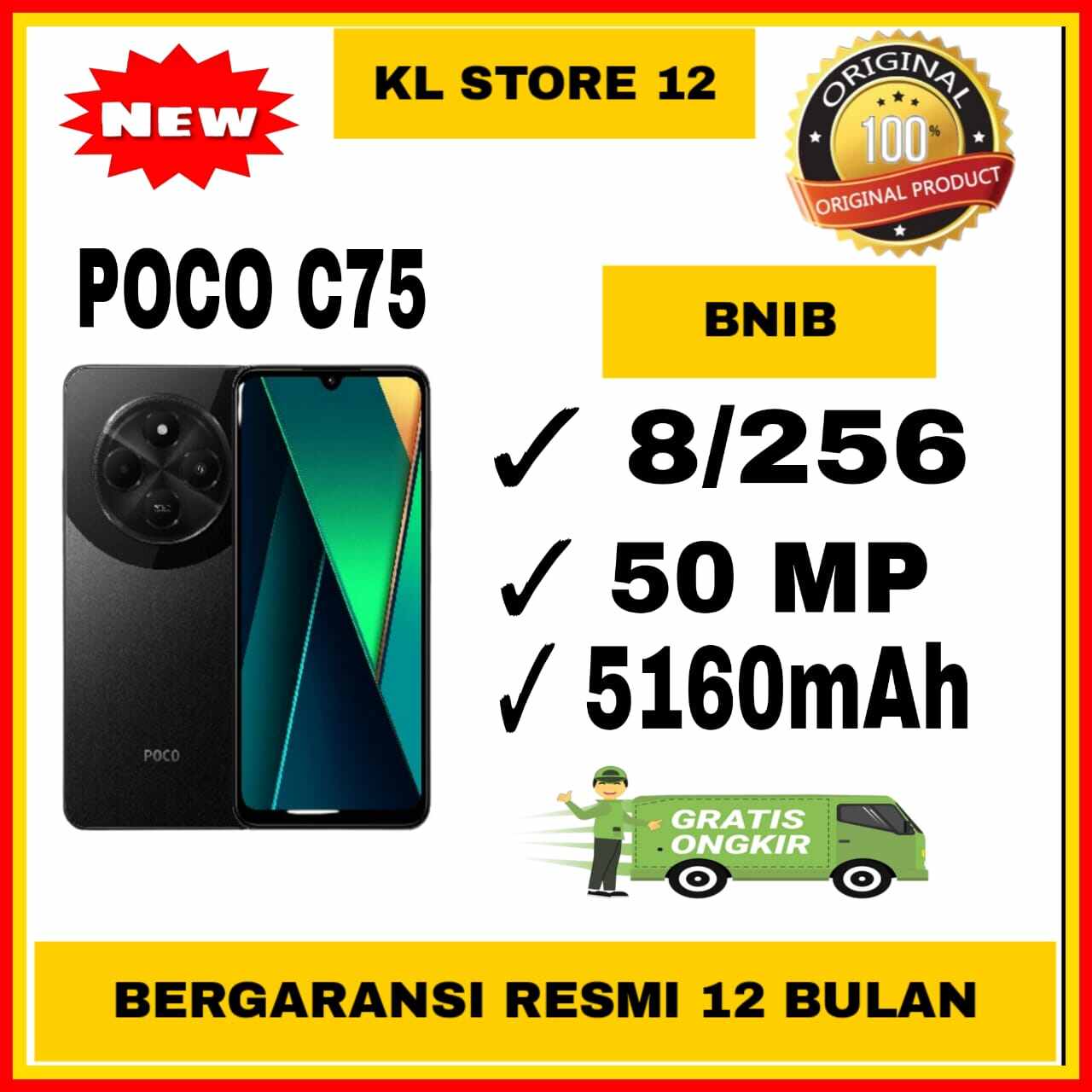 POCO C75 8/256 NEW [KL STORE 12] Harga  1,525,000 Ringgit*Penghantaran Percuma