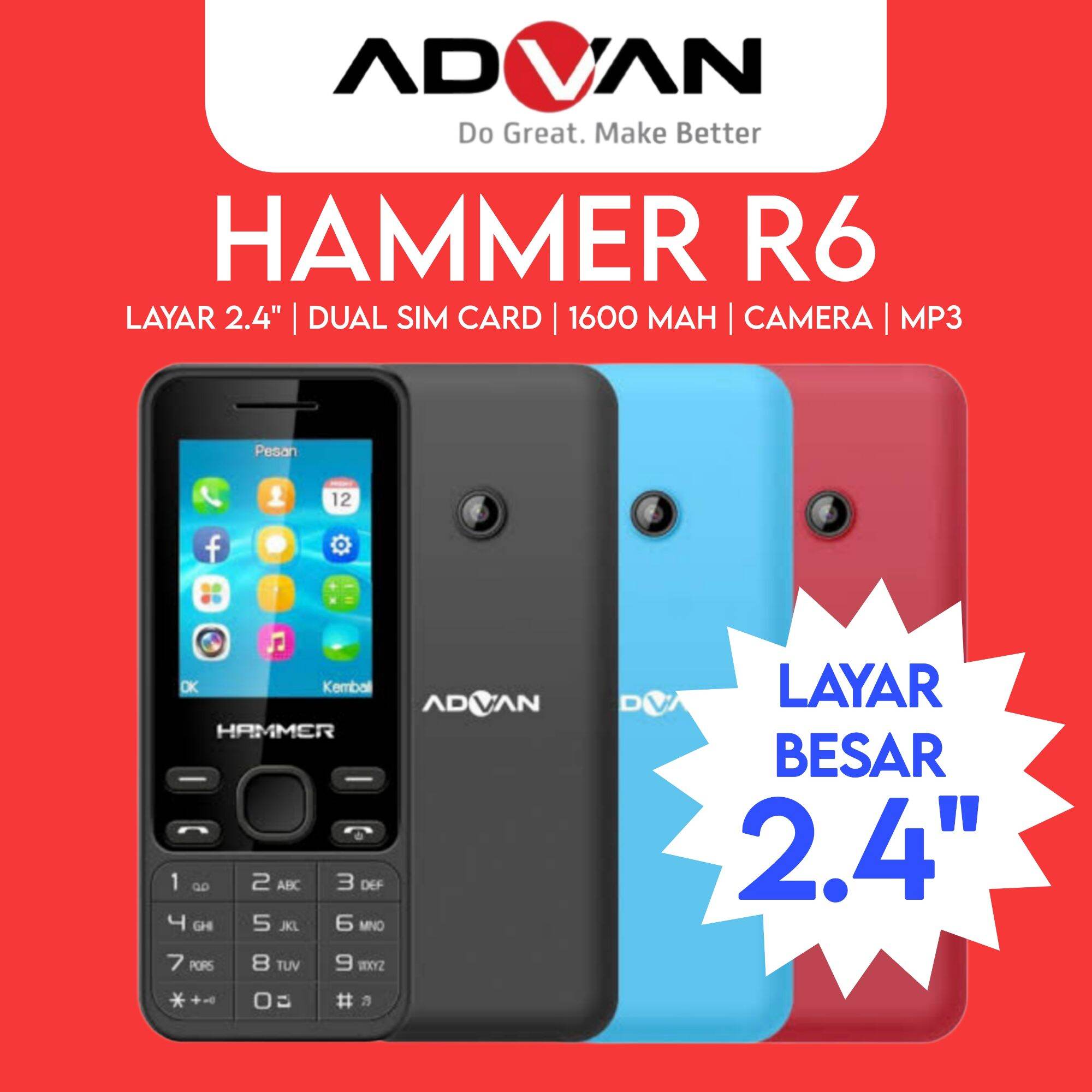 Advan Hammer R6 Layar Besar Handphone - Merek Hammer Harga 152,000 rupiah*Gratis Ongkir
