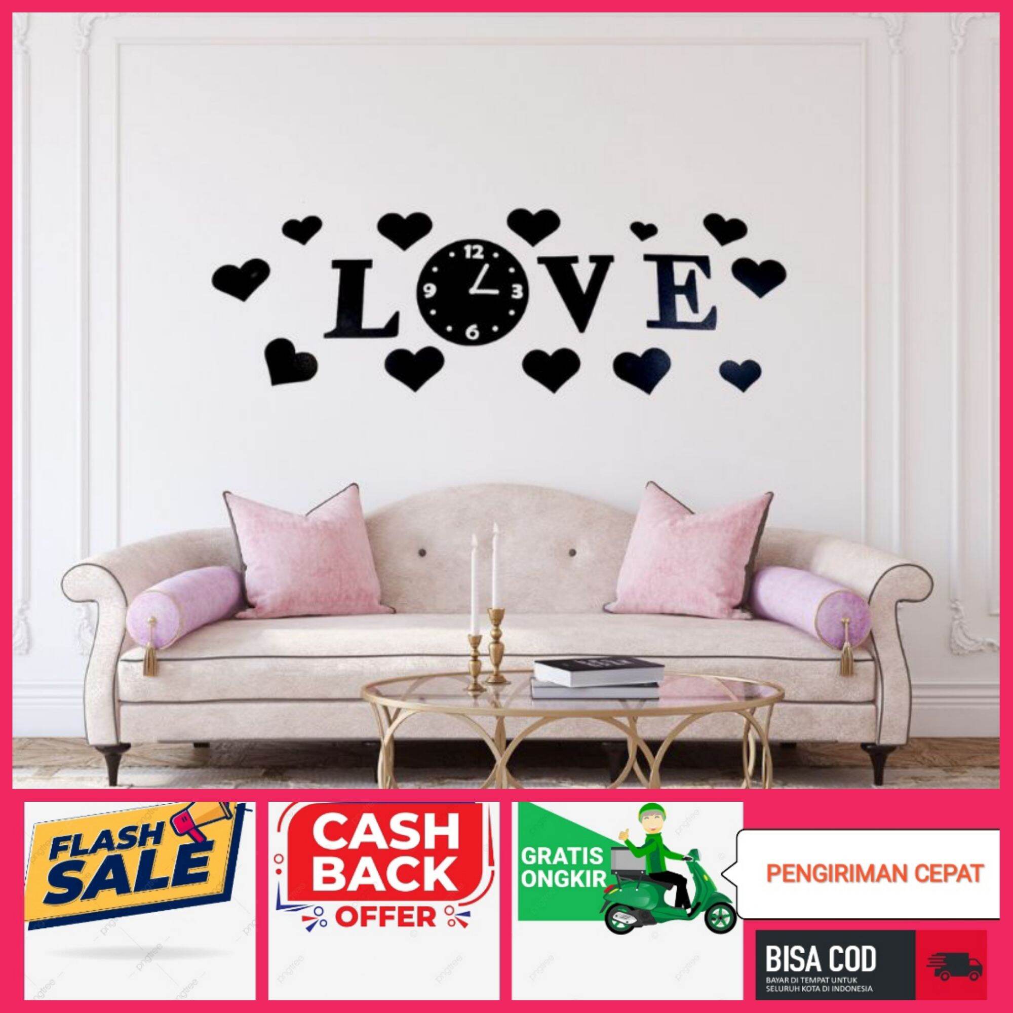 Jam Dinding Love 3d Jam Unik Creative Acrylik