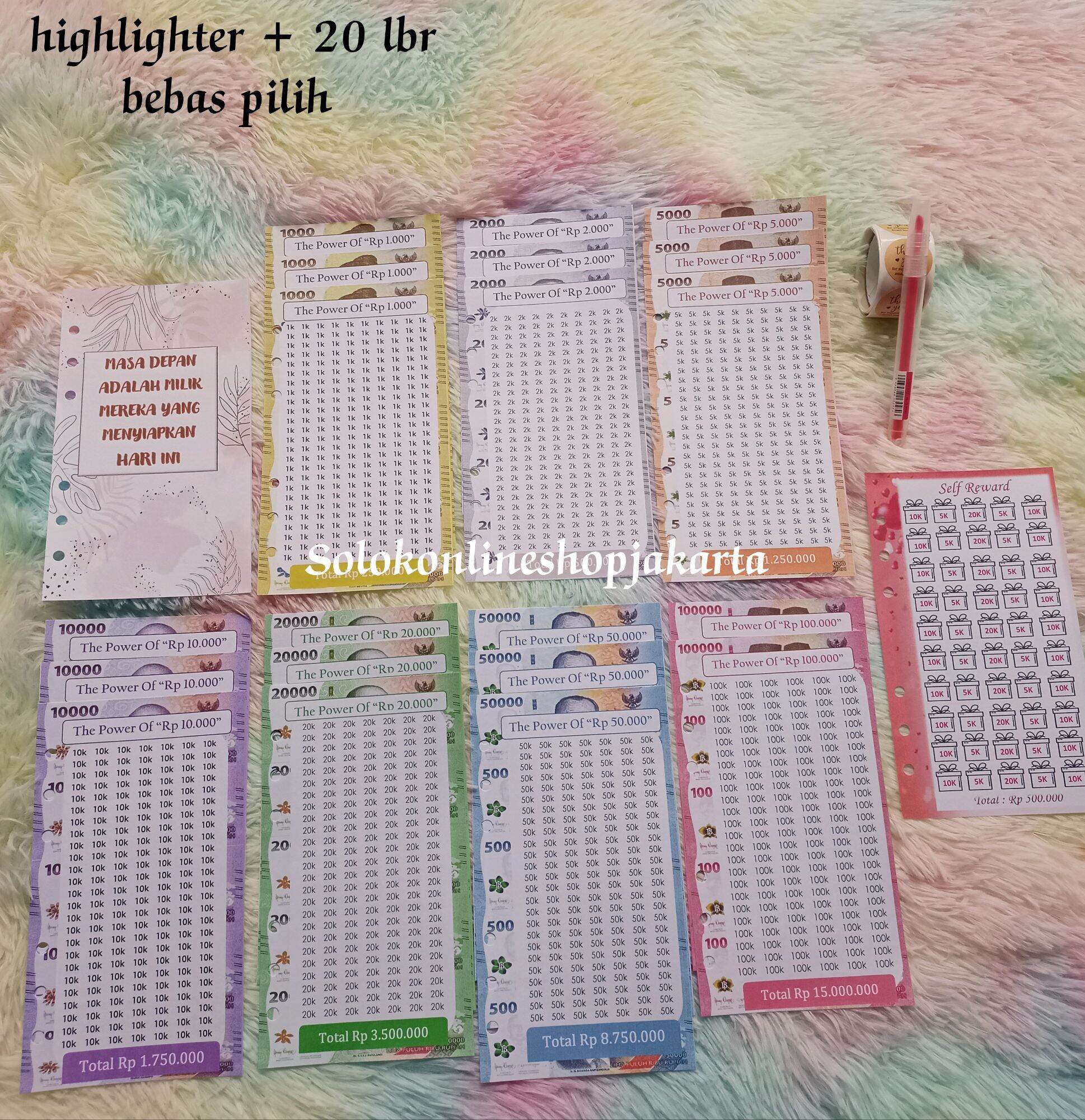 Money Saving Challenge | Kertas Binder A6 Bebas Pilih