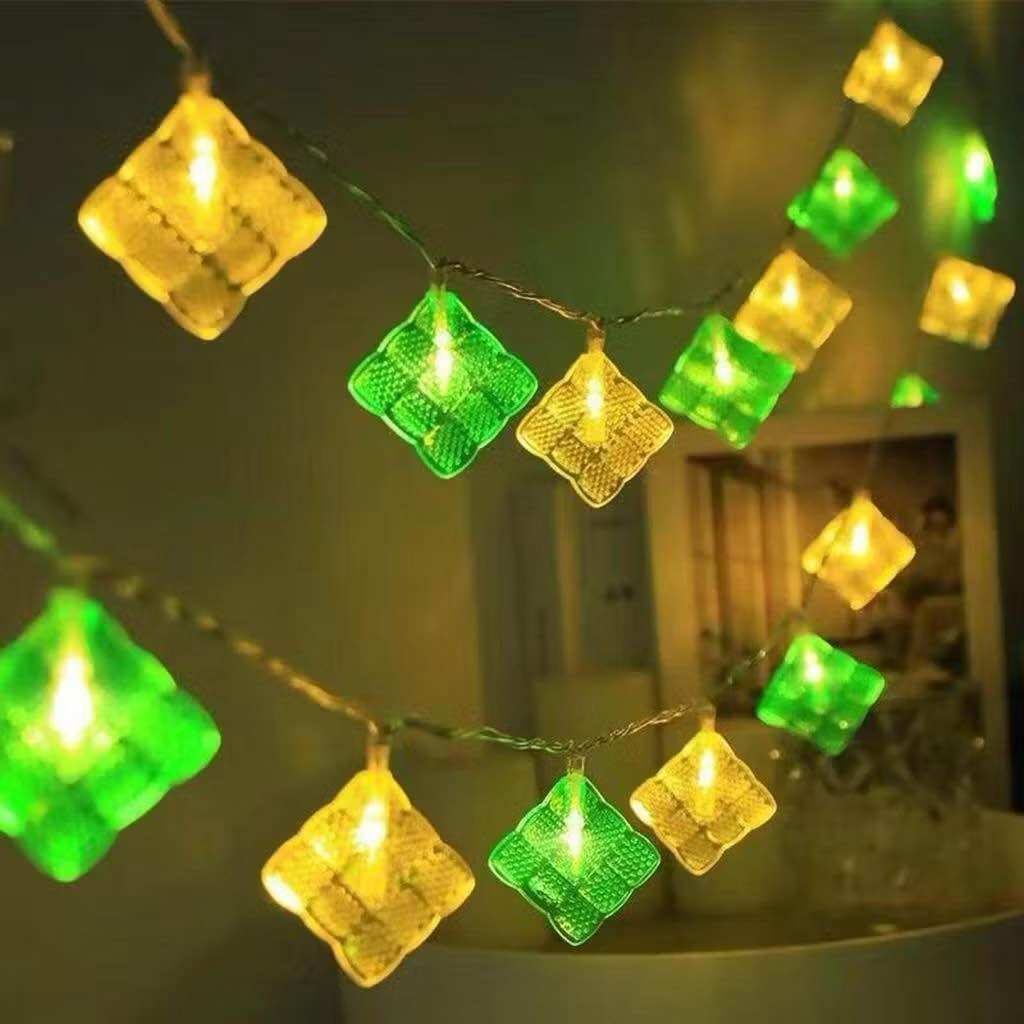 Lampu Tumblr Hias Ketupat LED WARM HIJAU 5meter Tema Puasa Lebaran Idul Fitri Hiasan Kamar Estetik 2 warna