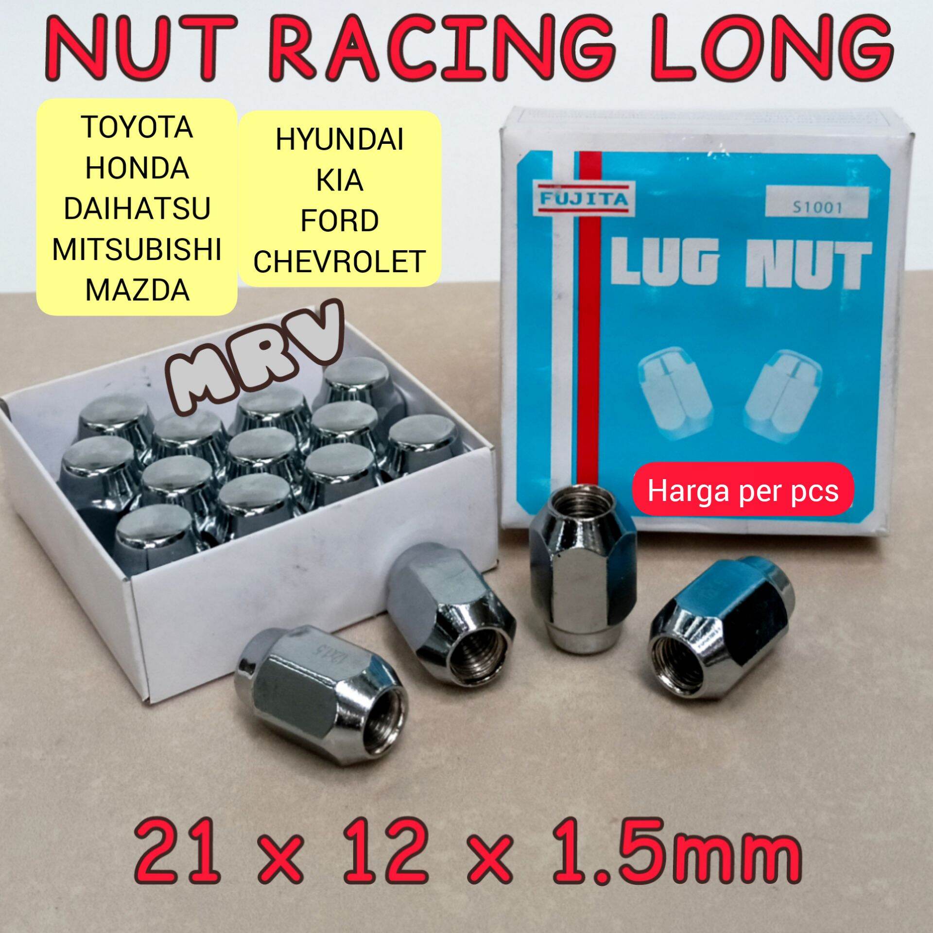LUG NUT RACING LONG 21x12x1.5mm Mur Baut Roda Fujita ( Harga Satuan