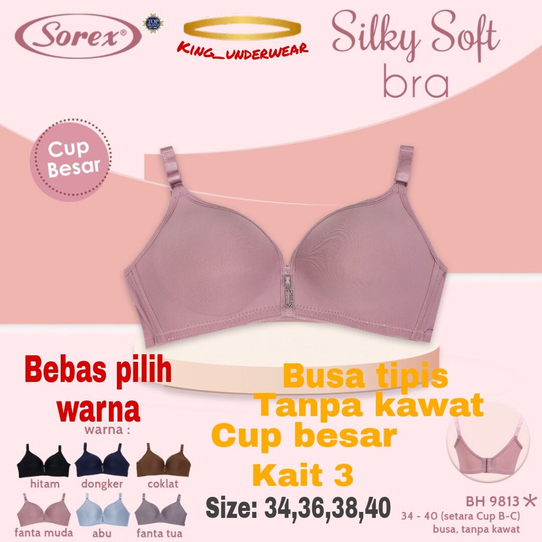Bh sorex 99202 Size 34, 36, 38, 40 kawat Tanpa busa Cup standar