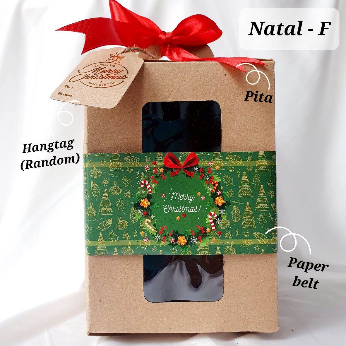 Dus Hampers Cookies Mika Natal Christmas 14x14x20 muat 3 toples kue kering bulat 500gr - Hijau A