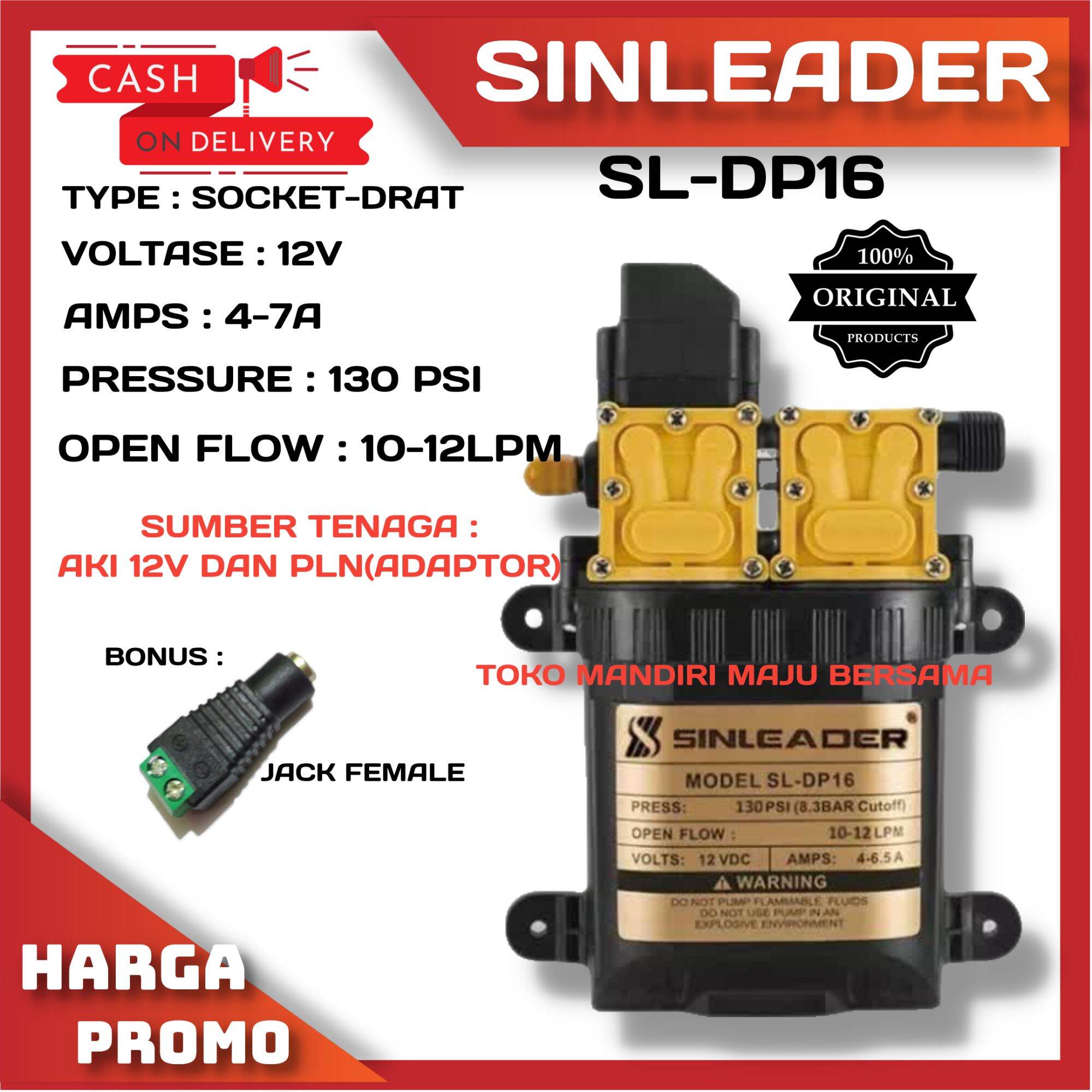 DUAL PUMP SINLEADER SL-DP16 130 PSI 12LPM / DINAMO POMPA DC