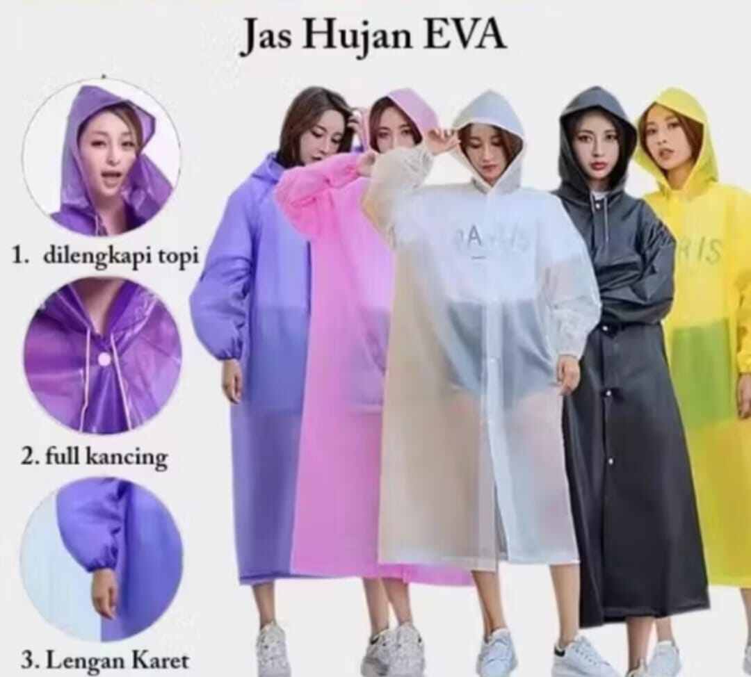Long thick Eva raincoat jacket coat Transparent adult poncho, best selling cheap Harga 15,000 rupiah*Gratis Ongkir