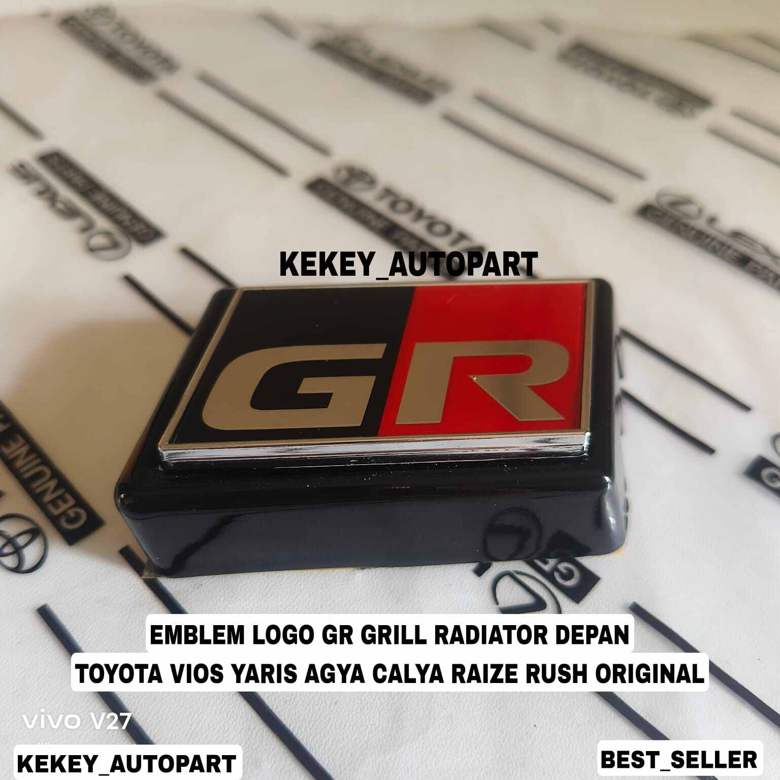 Emblem Logo GR Grill Radiator Depan Toyota Yaris/Vios/Raize/Rush Original Harga 180,000 rupiah*Gratis Ongkir