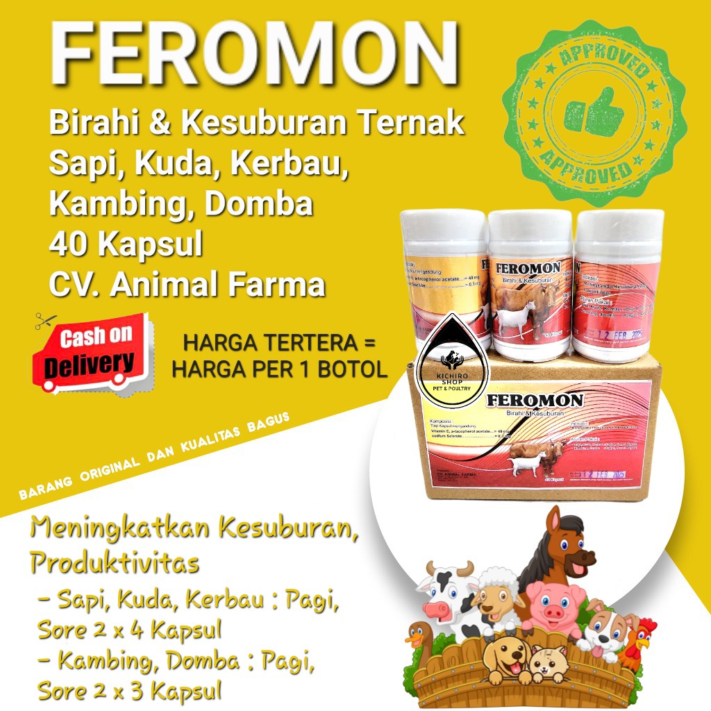FEROMON 1Botol=40Kapsul Peningkat Birahi, Kesuburan, Produktivitas pada