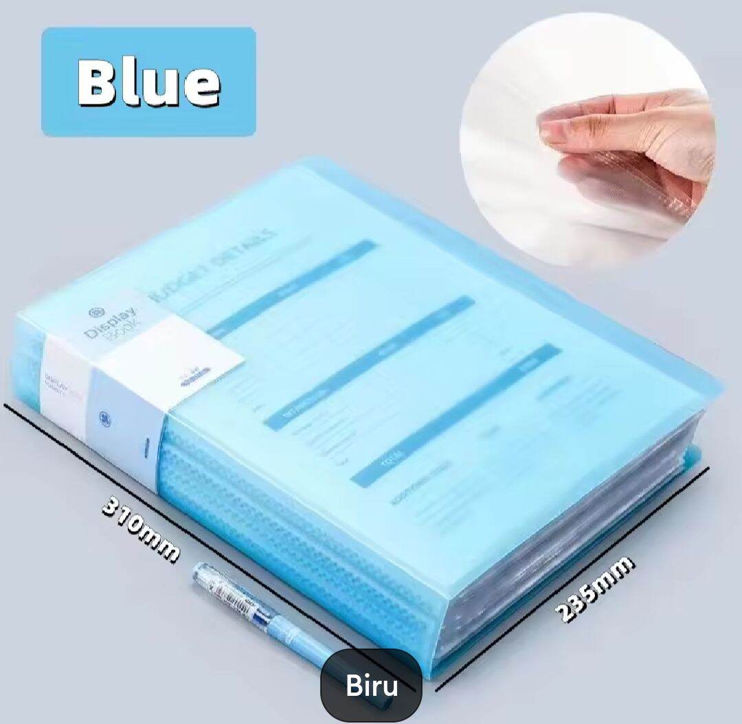 folder penyimpanan ukuran A4 isi 20 pockets display book transparan
