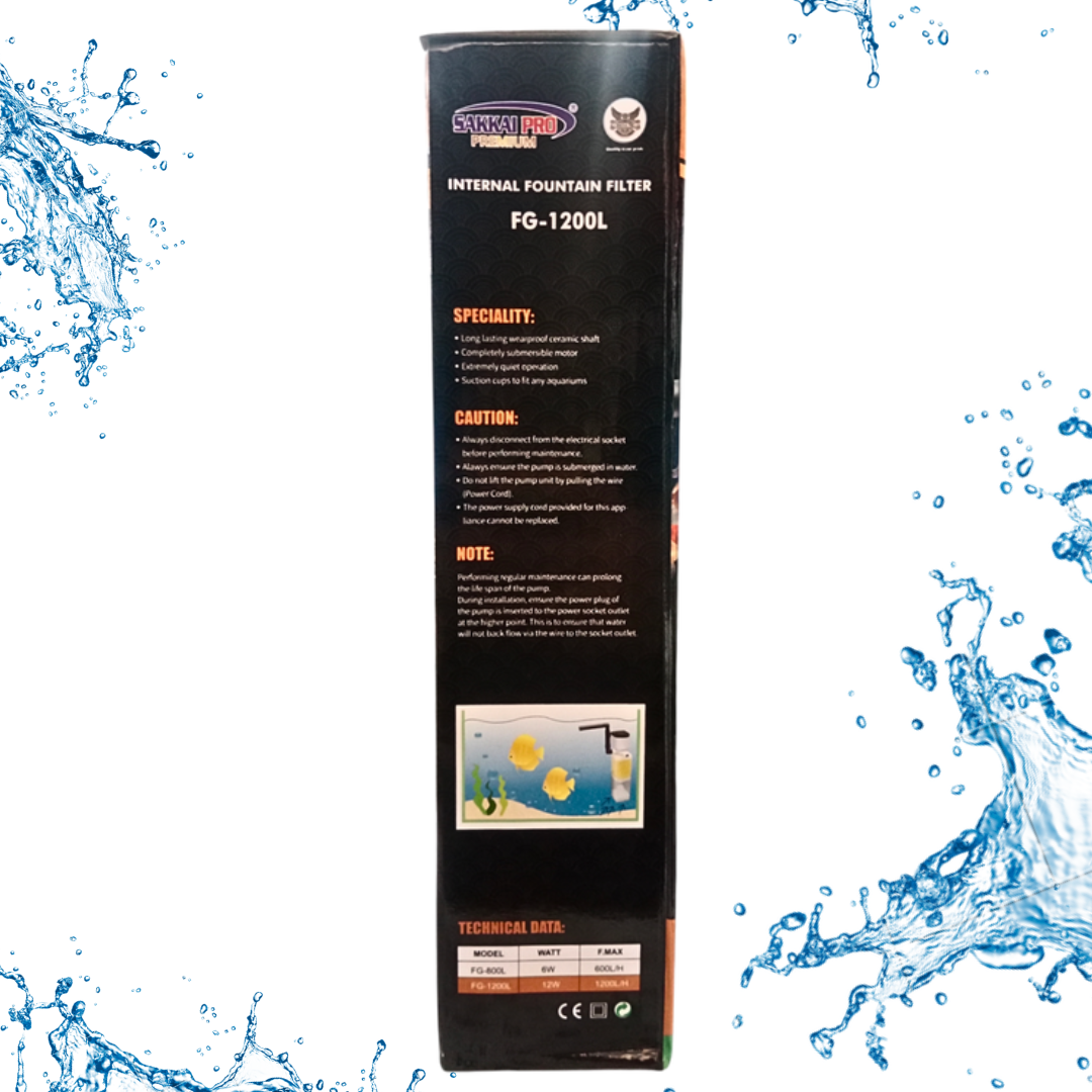 SAKKAI PRO FG 1200L FISH TOILET POMPA INTERNAL FILTER AQUARIUM AQUASCAPE