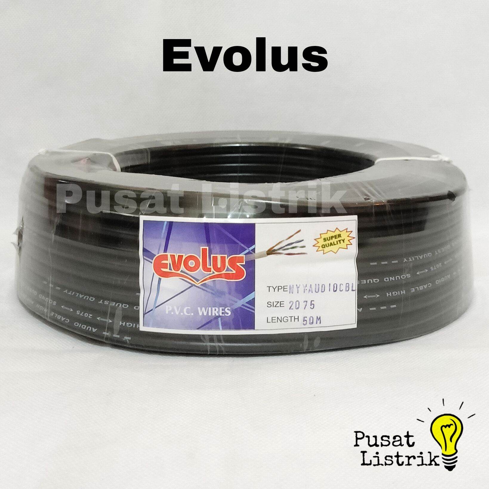 Kabel Evolus NYYHYO 2x075 50m Serabut Hitam Kabel Listrik