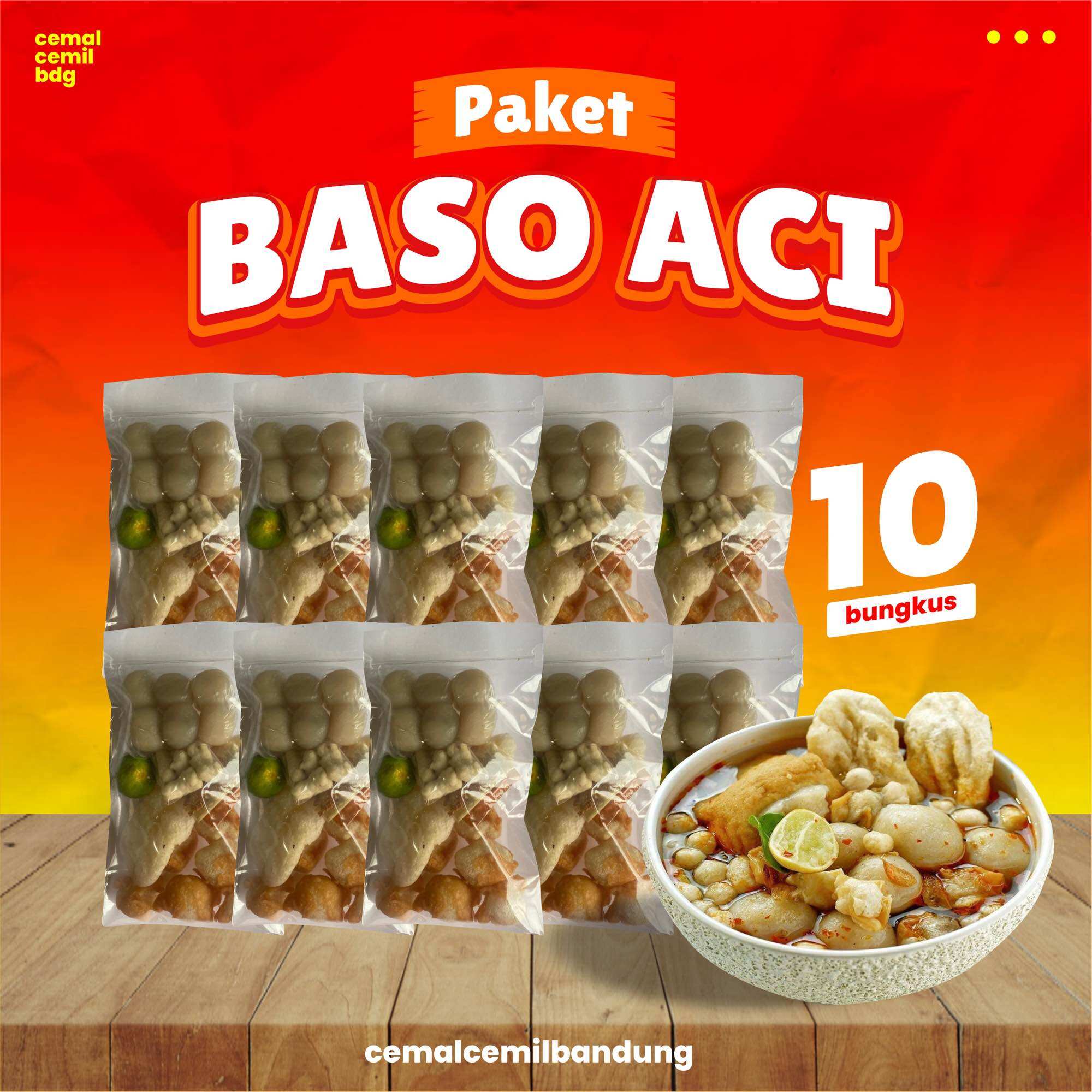 Paket baso aci 10pcs/ paket baso aci 10bungkus khas bandung pedas