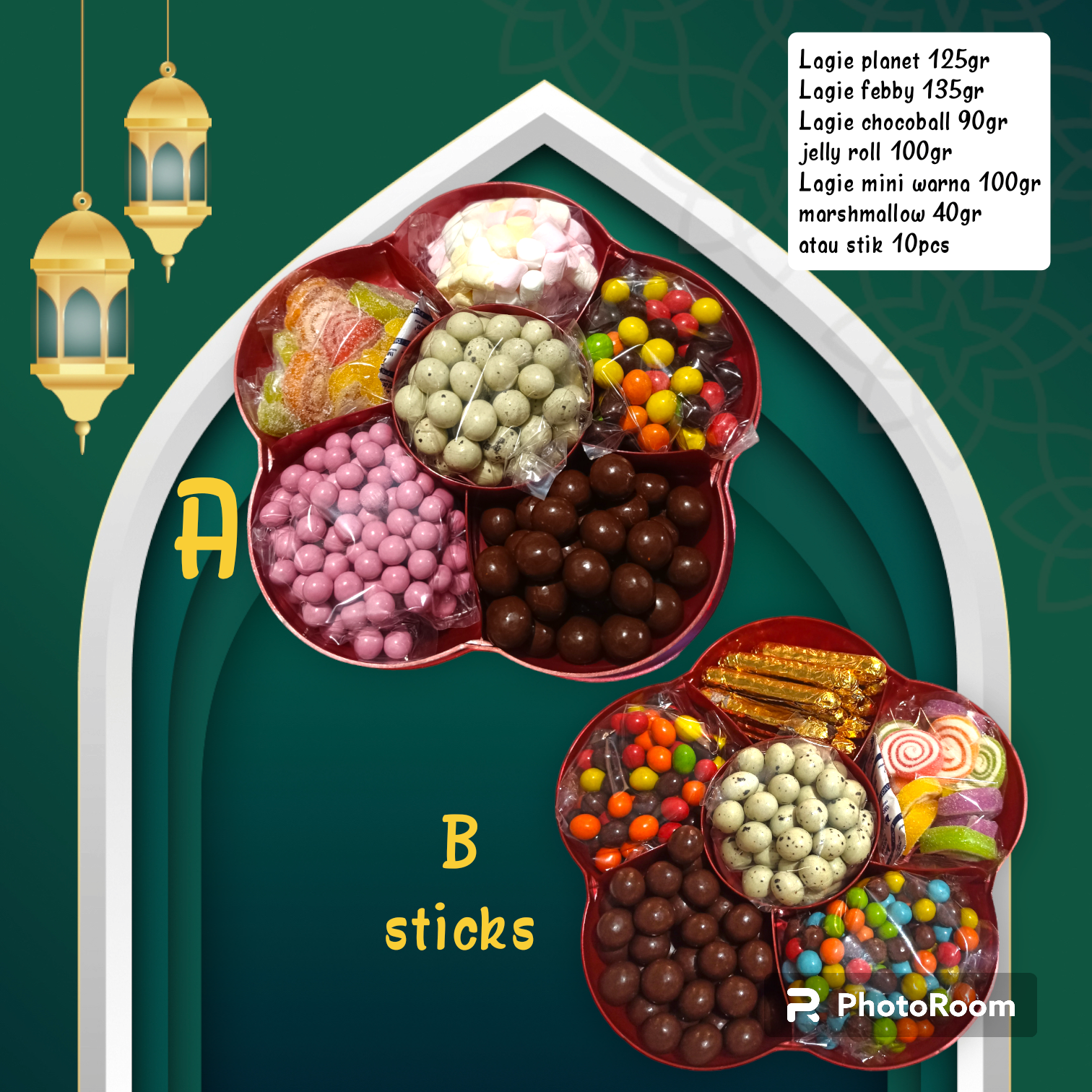 coklat lebaran toples bunga rejeki candy tray