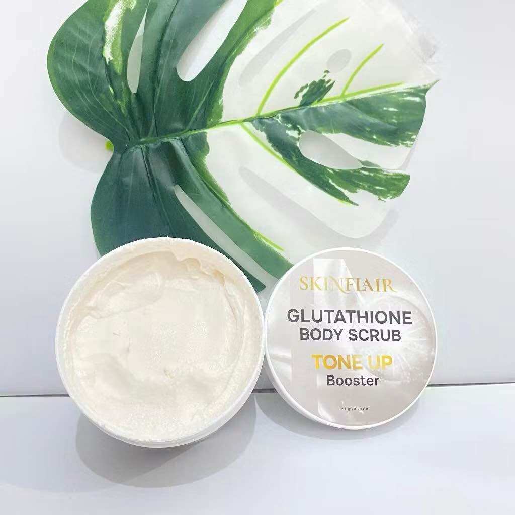 glutathione tablets side effects on skin SKINFLAIR GLUTATHIONE BODY SCRUB TONE UP BOOSTER😍 mengangkat sel kulit  mati, melembutkan, serta melembapkan, berkat kandungan seperti Glutathione,  Niacinamide, dan Vitamin C yang menutrisi dan meratakan warna kulit,  memberikan kulit lebih cerah, main image 0