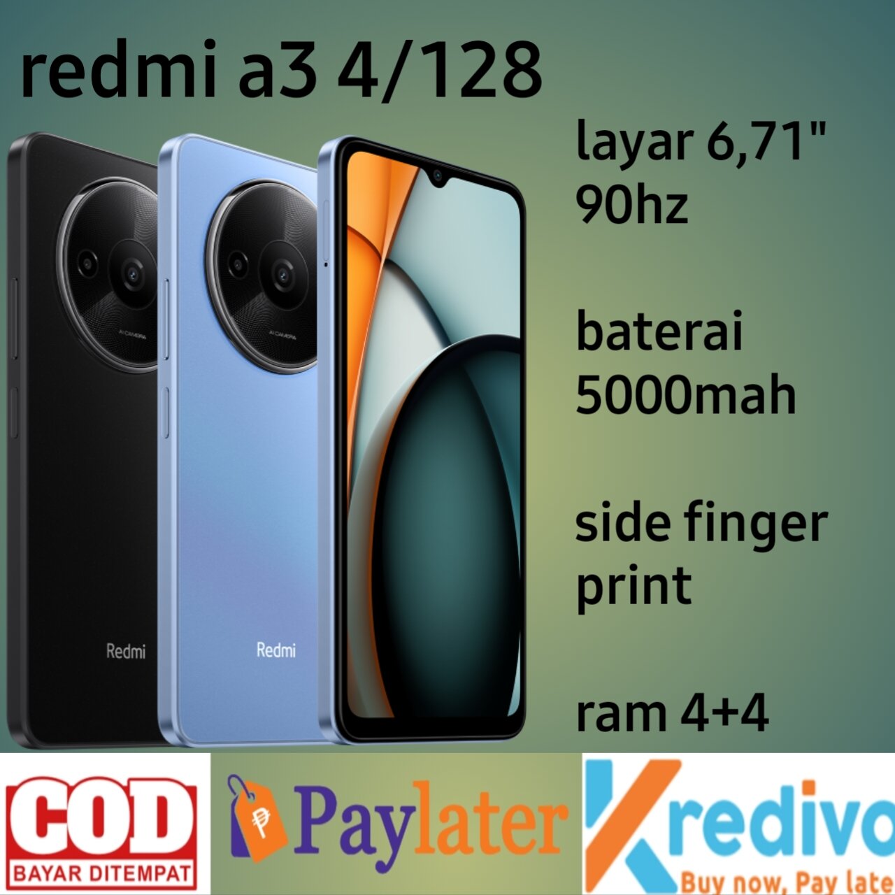Redmi A5 4+4/128 Redmi A3 4+4/128 Battery 5000Mah Fingerprint Official Warranty Harga  1,149,000 Ringgit*Penghantaran Percuma