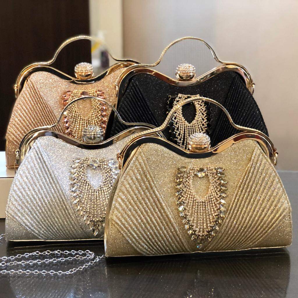 Makenna Embellished Crystal Clutch Bag Party Bag