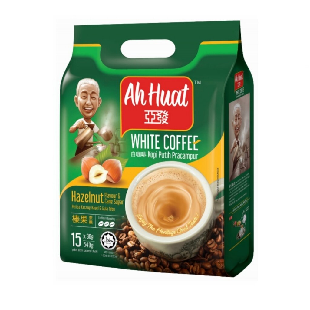 AH HUAT White Coffee Hazelnut & Cane Sugar Malaysia (15 sachet)