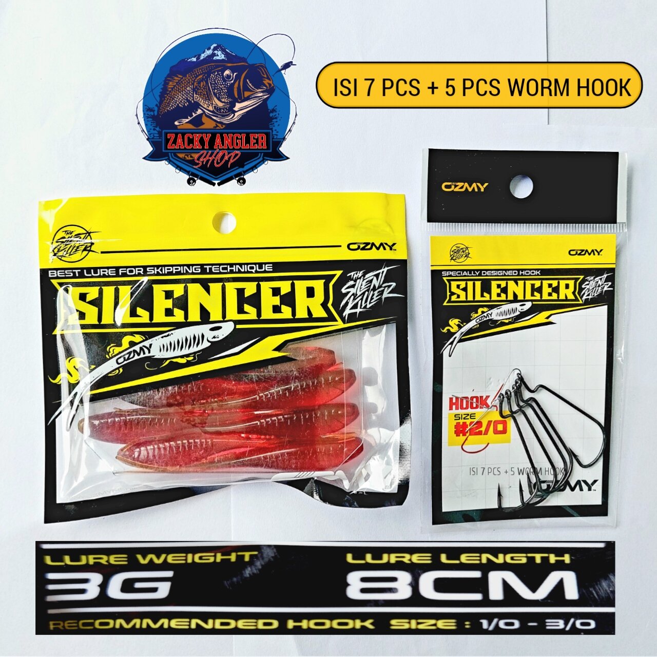 umpan pancing ozmy super baby silencer 8 cm 3gr - mix1, 1pak isi7+3hook