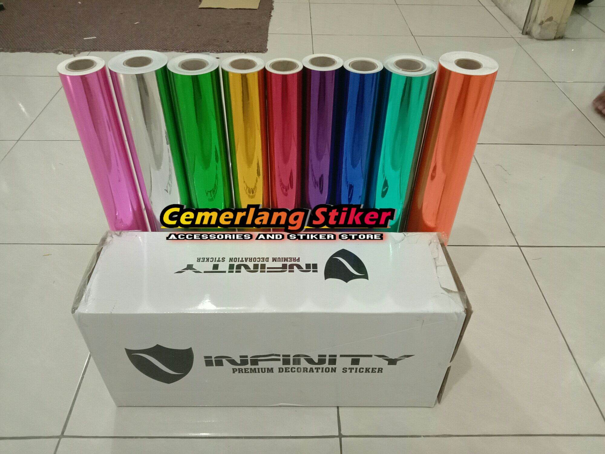 STIKER SKOTLET MOTOR INFINITY MIRROR CROM 1 ROLL ( 9METER X 45 CM) Harga 570,000 rupiah*Gratis Ongkir