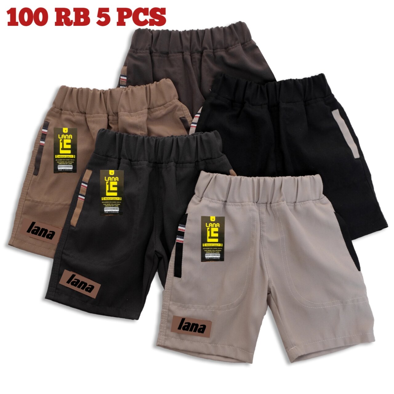 100 Ribu dapat 5 celana chinos pendek anak laki laki usia 1-12 tahun KAIN DRILL PREMIUM Harga  135,000 rupiah*Gratis Ongkir