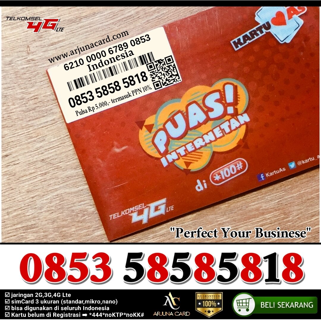 KARTU PERDANA NOMOR CANTIK AS 585858 18 TELKOMSEL 4G TRIPLE ABABAB ...